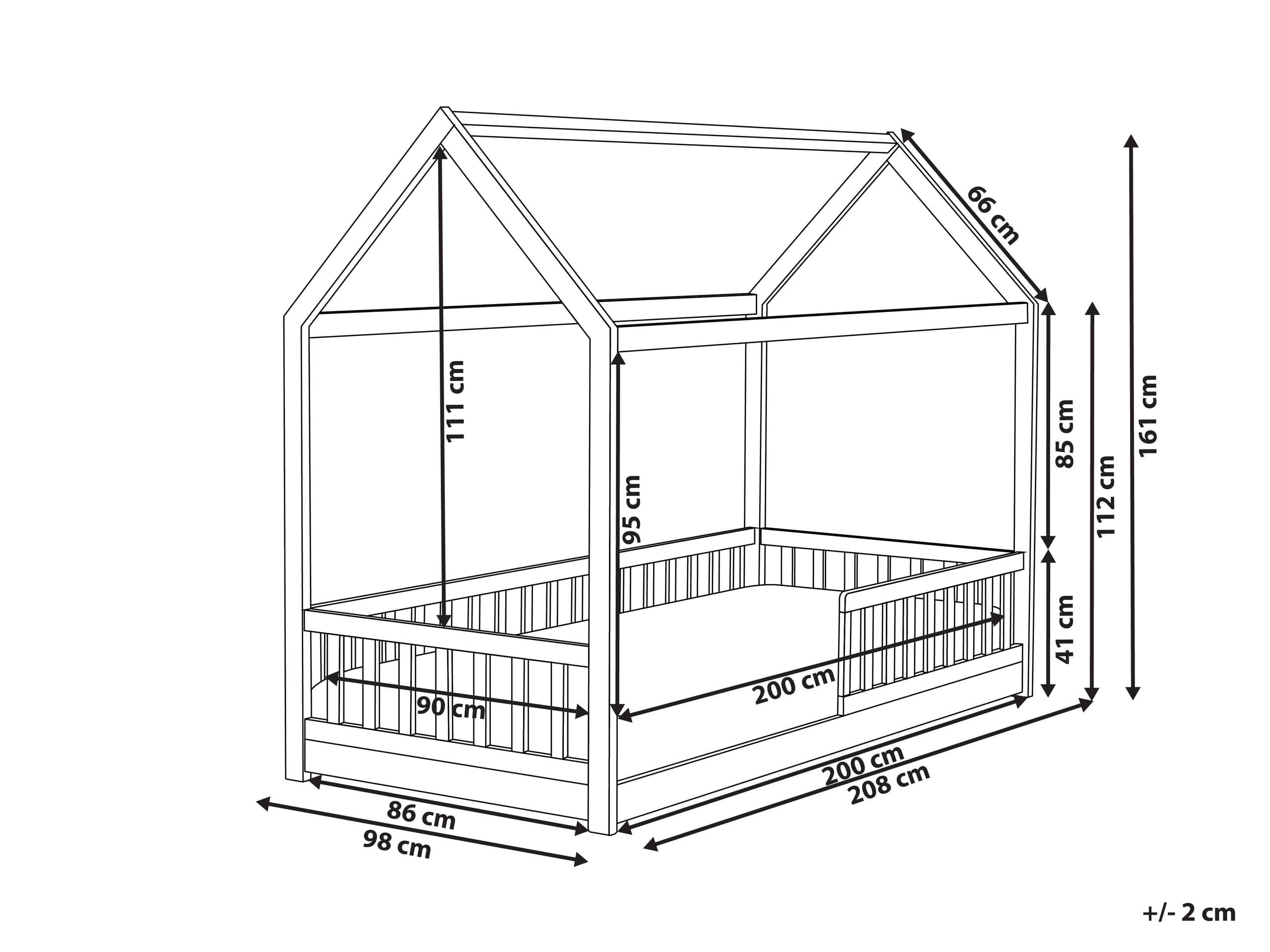 Beliani Hausbett für Kinder Holz weiß Lattenrost 90x200 cm mit Rausfallschutz Cossaye