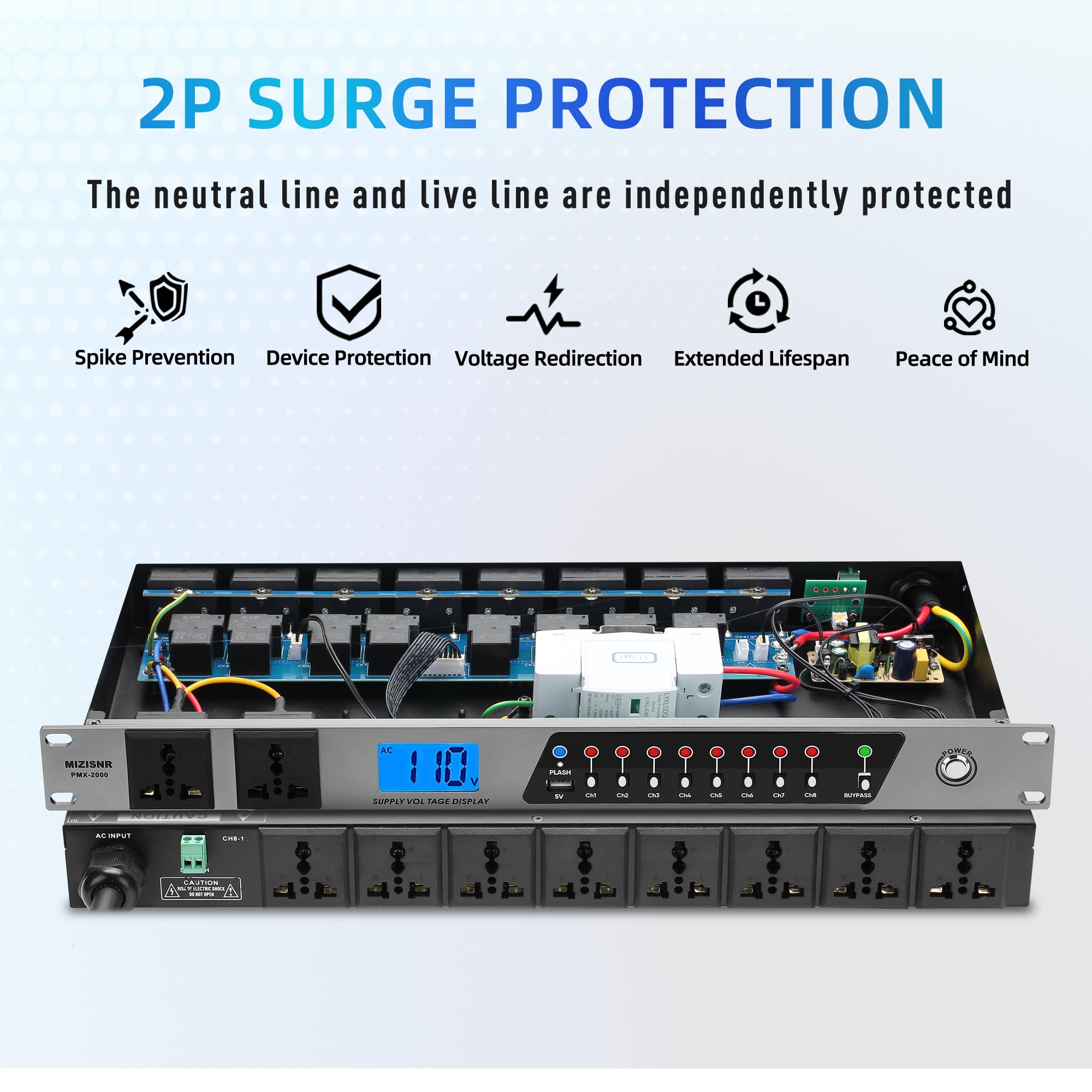 20A Surge Protector With Outlets MICNAUX Rack Mount Power Conditioner ...