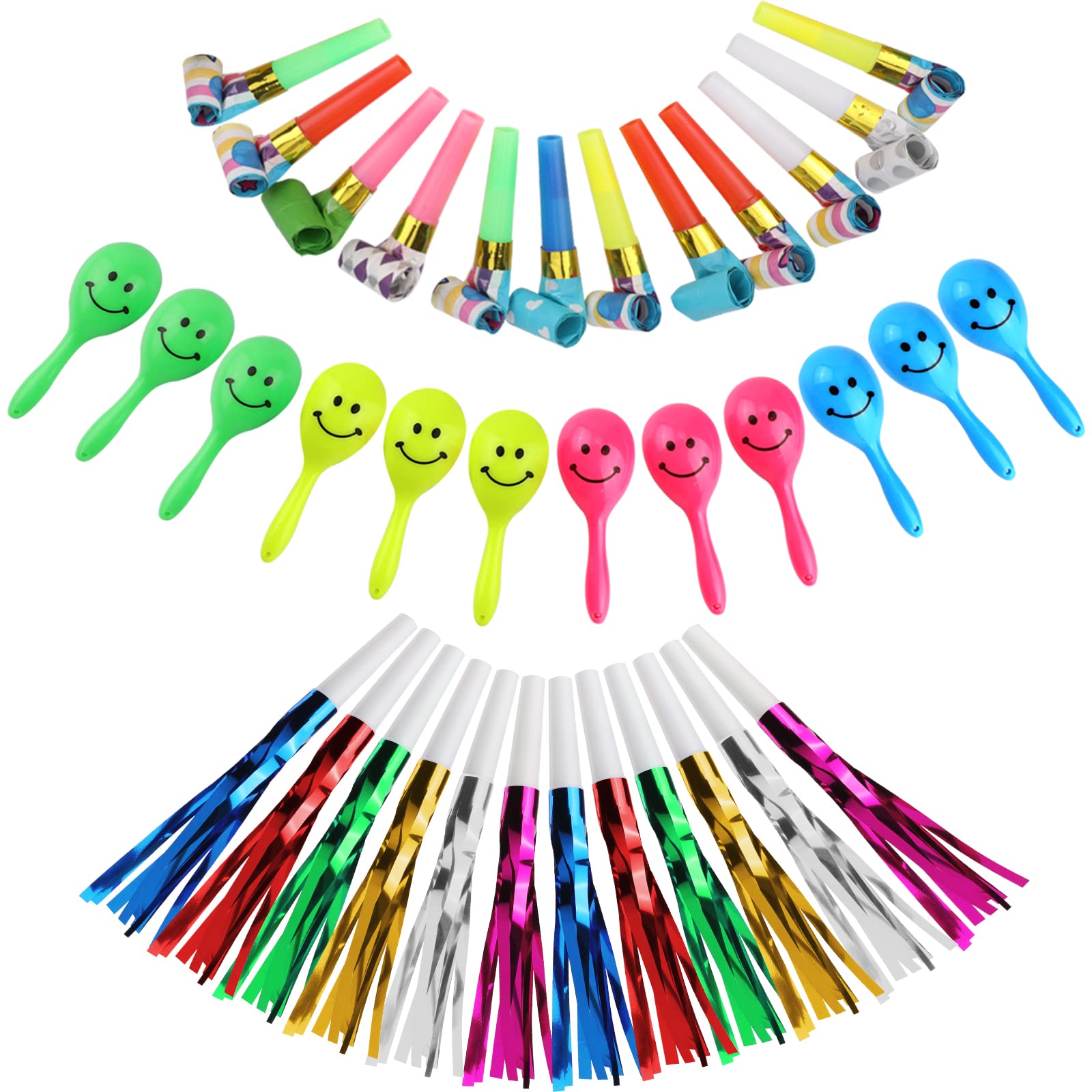 36 Stück Party-Krachmacher Set – Papier- & Metall-Blowouts, Handshaker Für Geburtstag & Feiern