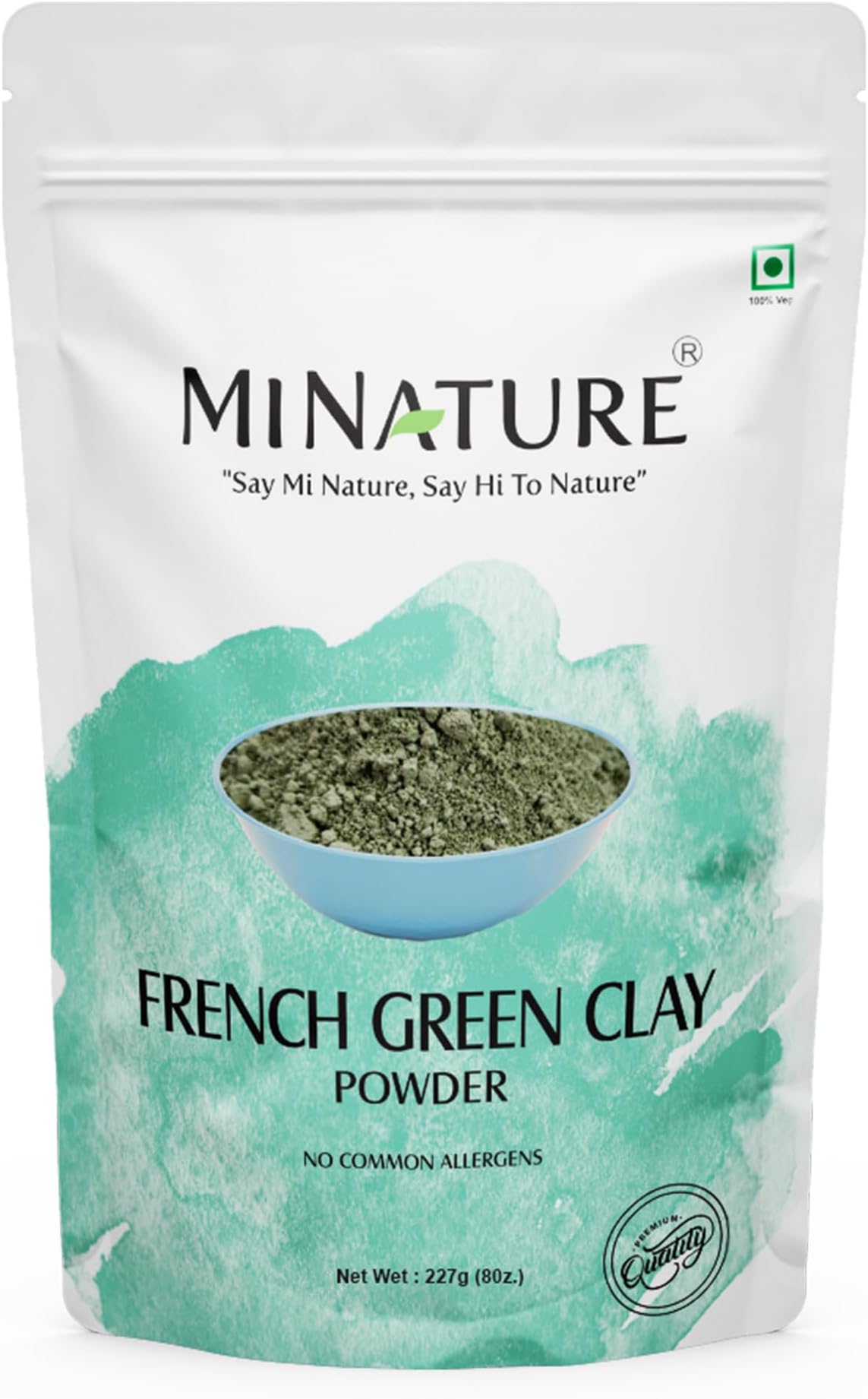 Mi Nature French Green Clay Powder| Montmorillonite |for Skincare Face Masks, Face Scrubs, Body Cleansers| Pure & Natural Detoxifier For All Skin Types | 227G(8 Oz)