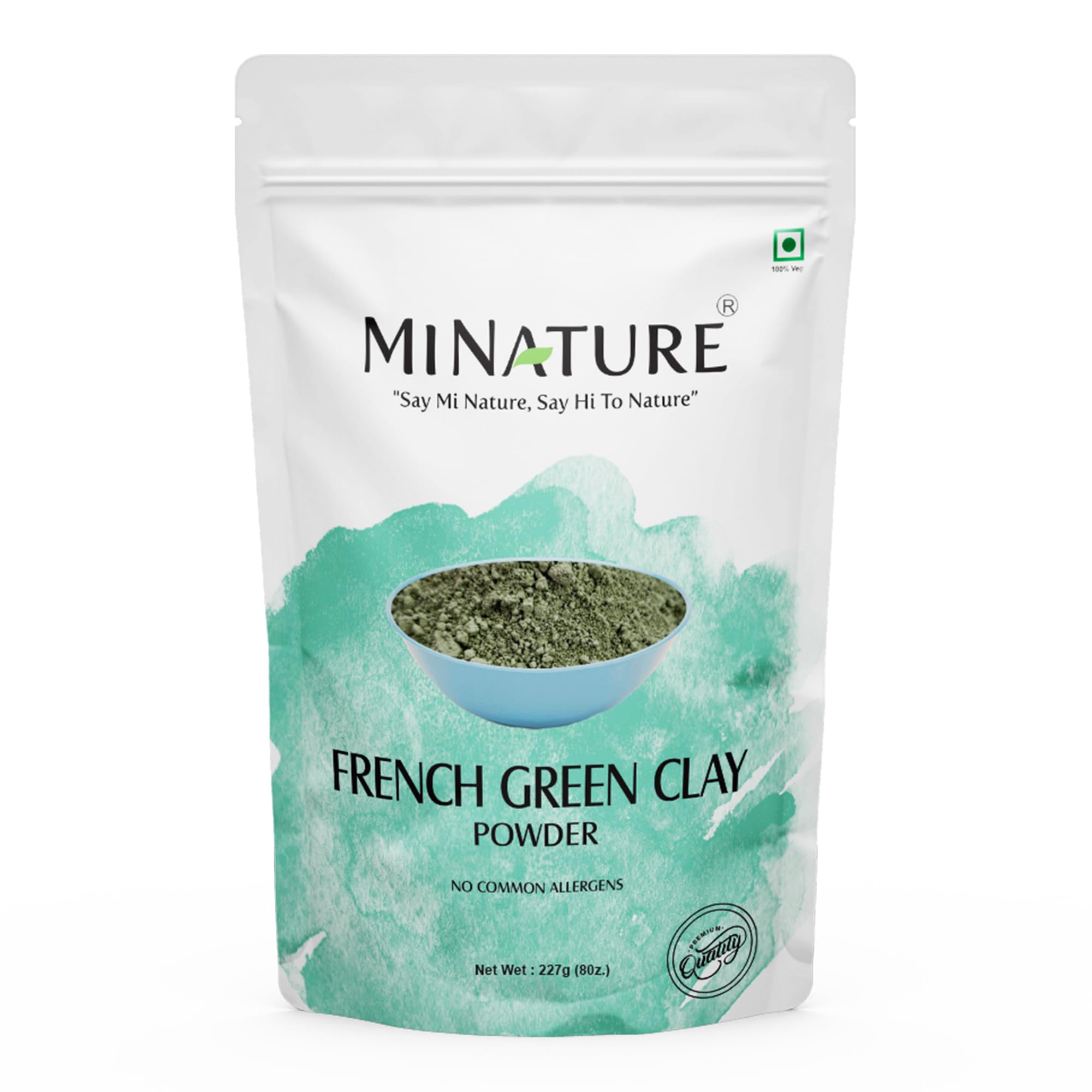 French Green Clay powder by mi nature | 227g(8 oz) (0.5 lb) | Montmorillonite Clay | Facial Care | Skin care