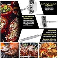 Vista 6 de Cepillo de parrilla - Limpiador de parrilla al aire libre - Cepillo para barbacoa con cerdas de alambre tejidas, 18 pulgadas - Seguro y eficiente