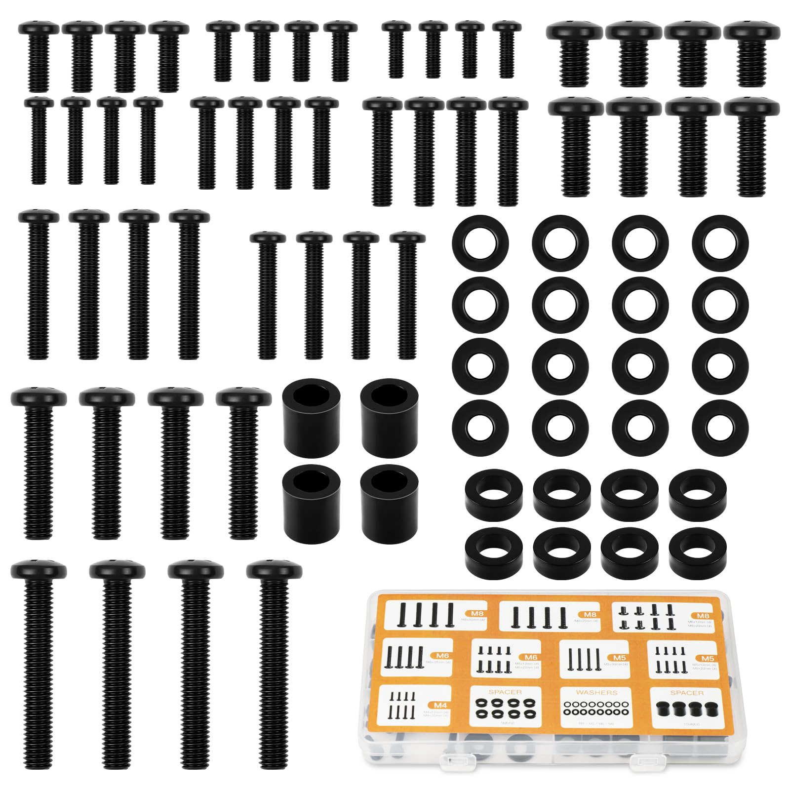 Flintronic Universal TV Mounting Hardware Kit, TV Bracket Screw, 76pcs Mounting Screws Works with TVs Up to 80'', Includes M4, M5, M6, M8 Screws, Spacers & Washers for Most Wall Brackets and Stands
