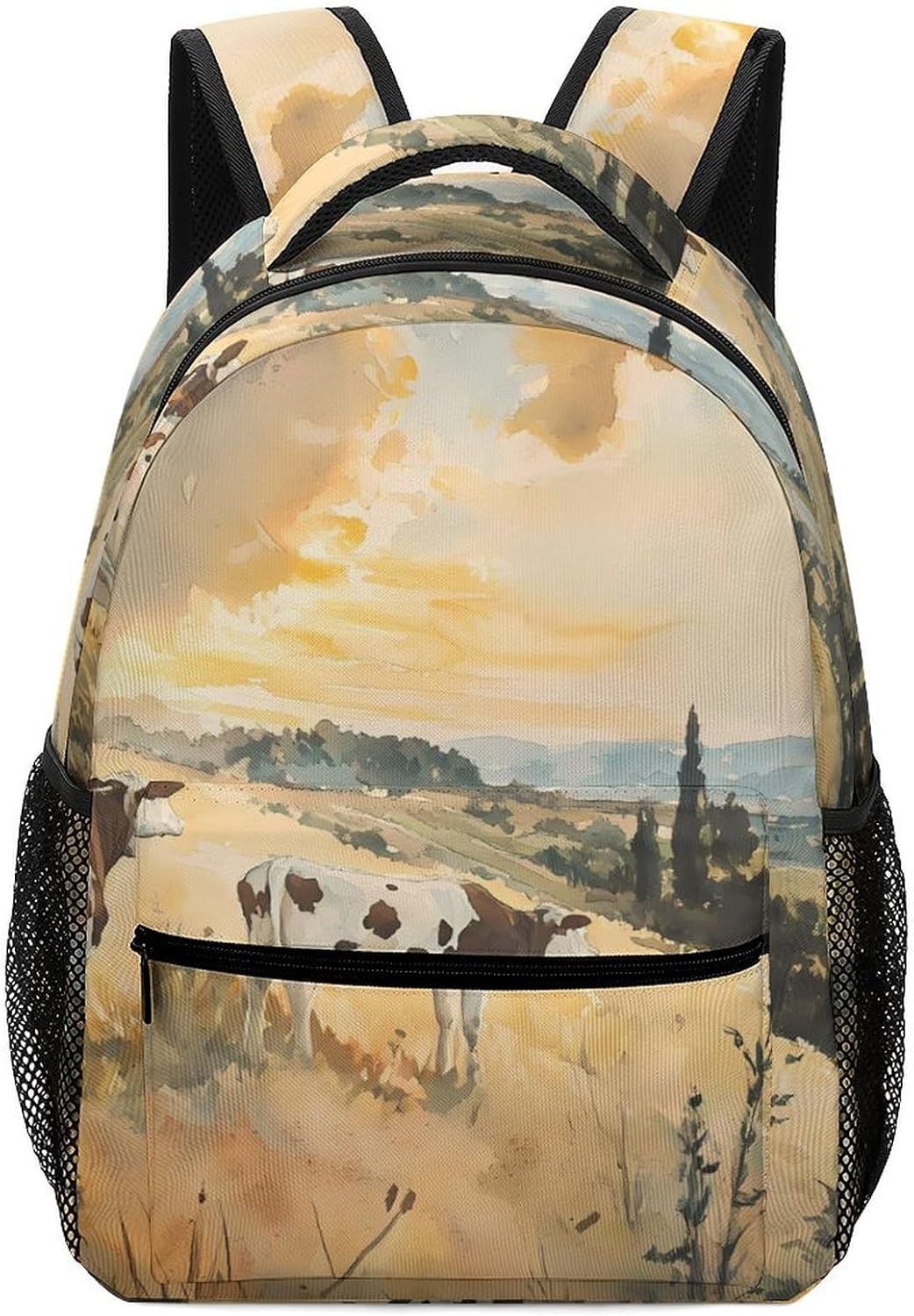Cows On Hillside Sunset Unisex Backpack Casual Daypacks Lightweight Shoulders Bag for Camping Hiking Travel
