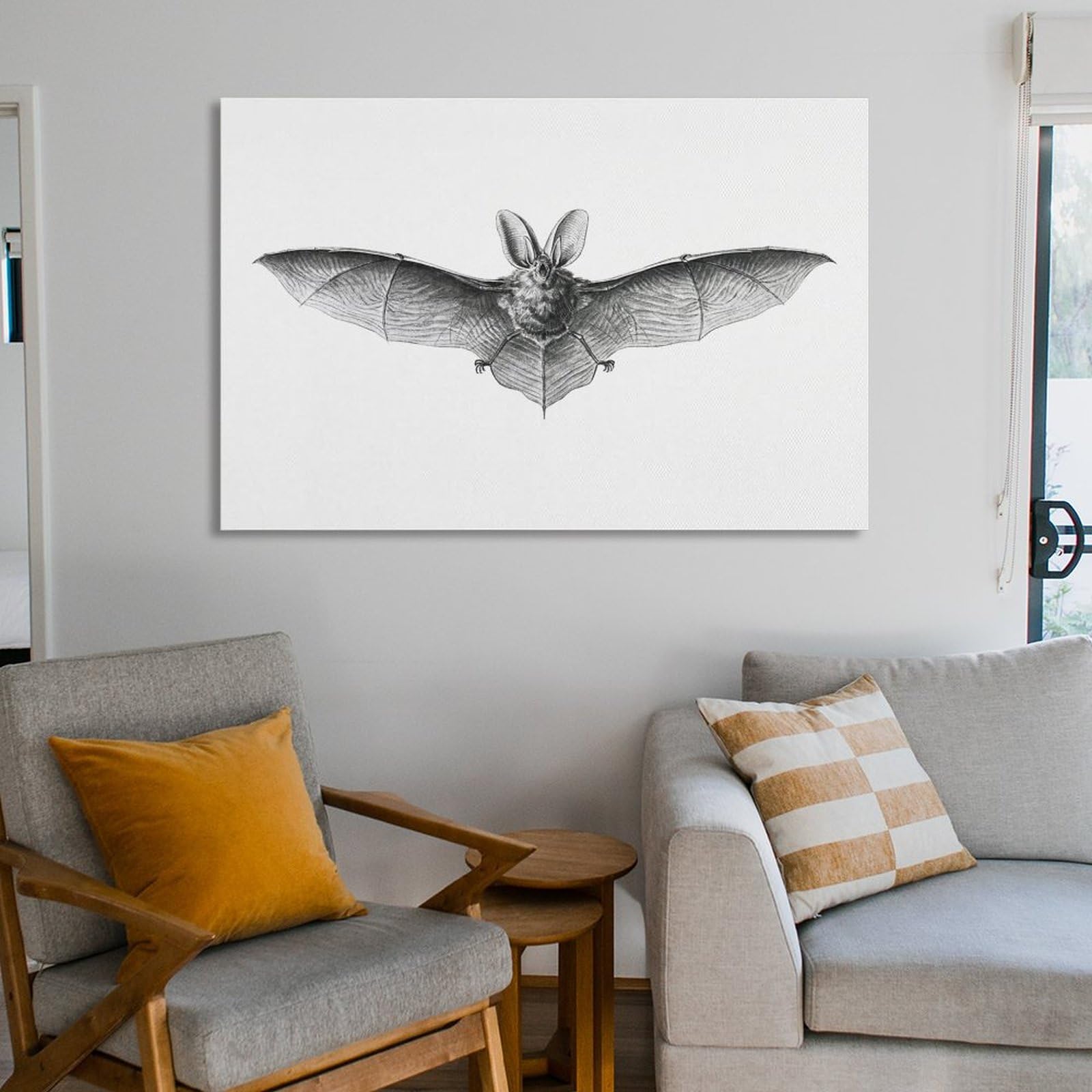 Amazon.co.jp: 絵画 大きなコウモリの鉛筆画インテリア 絵画 科学的な