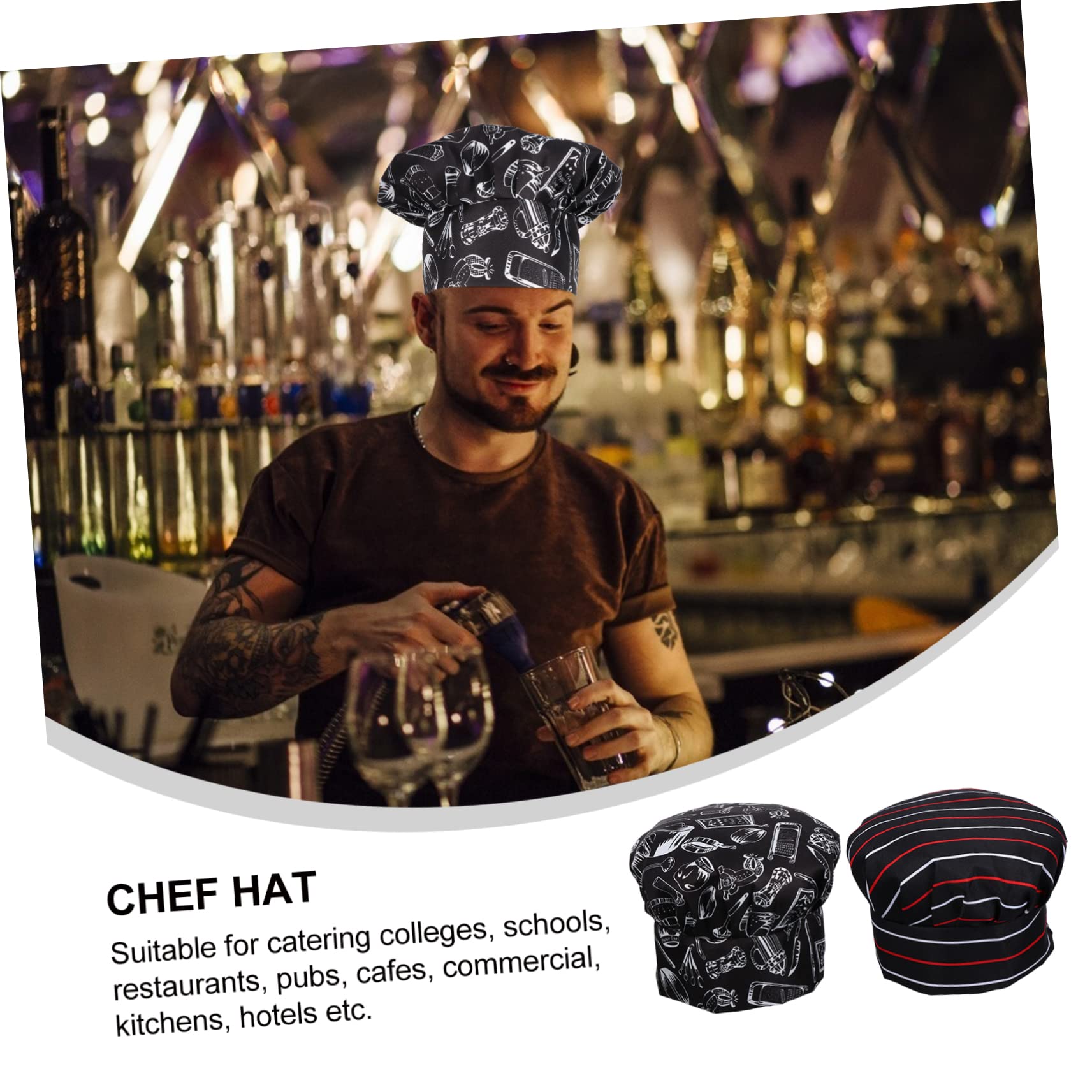 FRCOLOR Gorro De Chef Unisex Cocina Profesional para Restaurantes Y Bares con Rayas