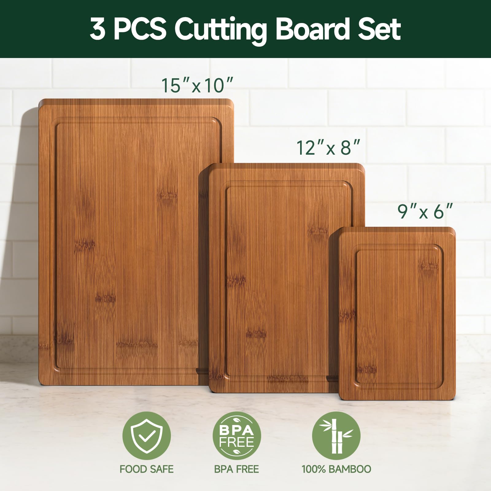 Amazon.com: Zeawec 3-Piece Set Deep-Carbonized Bamboo Cutting