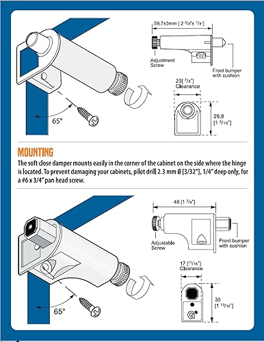 Miniatura 5 de Rok Hardware - Paquete de 10 unidades SoftClose para puertas de gabinete, adaptador de cierre suave de metal, amortiguador, accesorios, zinc,