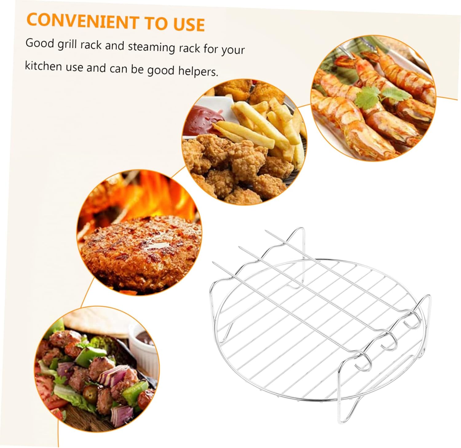 1set Air Fryer Pizza Baking Tray Skewers for Frying Grilling Roasting Baking Includes Mat Rack Accessories