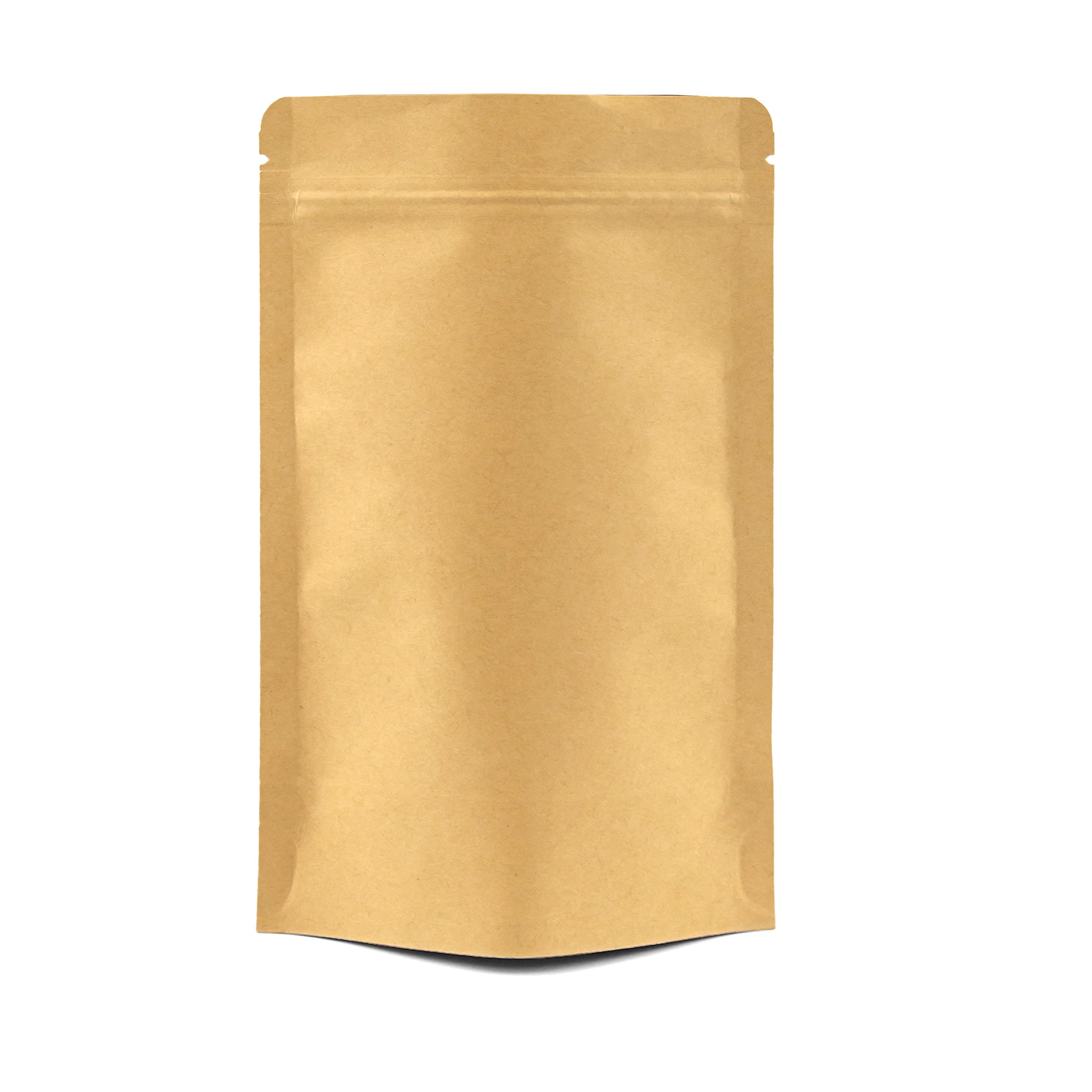 50 Kraft Paper Stand-Up Reusable Food Pouches (170mm x 240mm x 40mm) | Foil-Lined, Heat-Sealable | Resealable Ziplock Bags Tear Notch | Brown Paper Packaging for Coffee Beans, Nuts & Snacks Etc