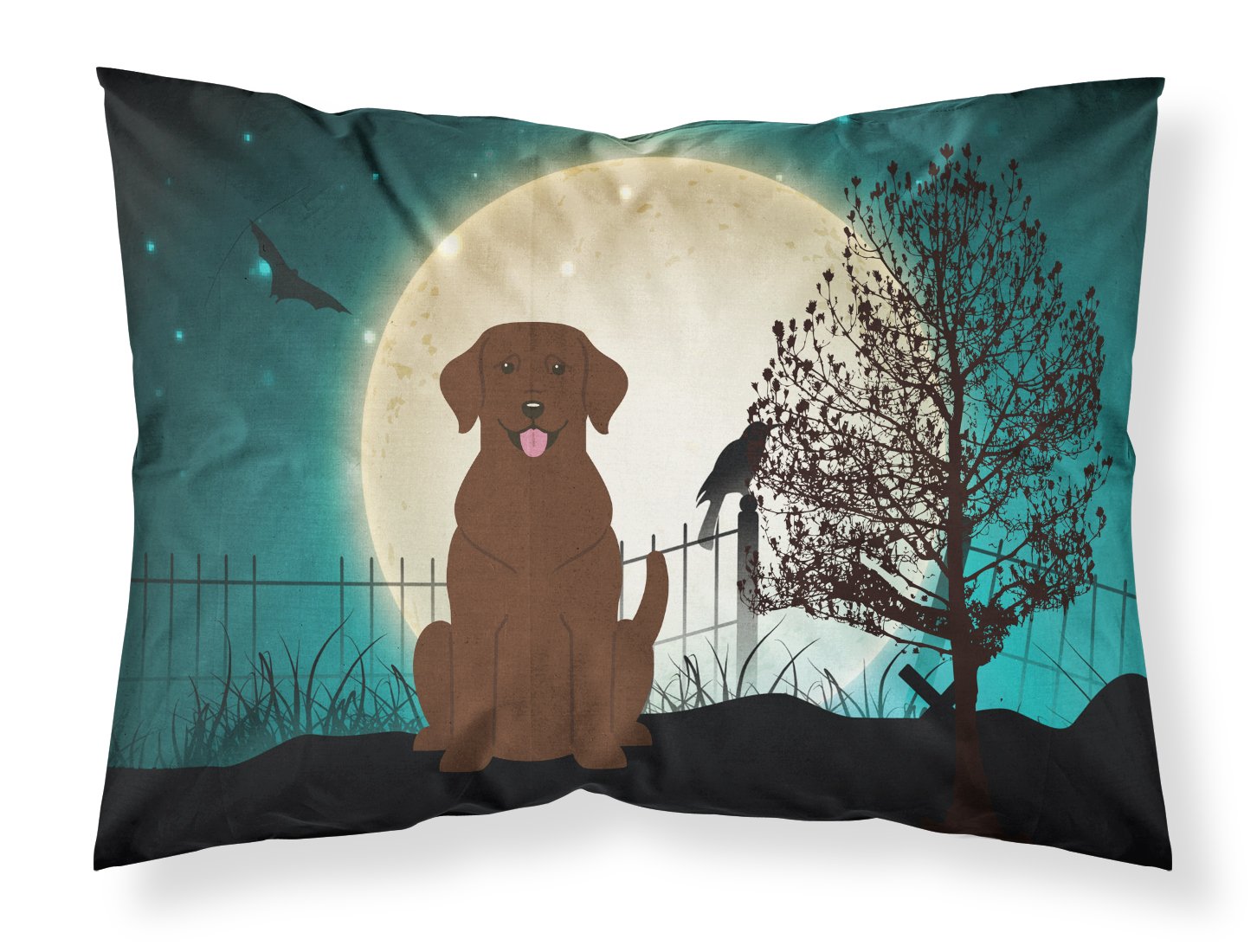 Taie d'oreiller Halloween motif Labrador Chocolat pour déco automnale