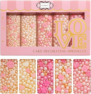 Pink Mini Roses I Silver Hearts & Vermcelli and White Pearls | Anniversary Sprinkles | Sprinkles for Baking & Cake Decorative | Edible sprinkles - Vegan, Gluten-Free, Nut-Free, Soy-Free, Dairy-Free , Handcrafted Sprinkle - 140 Gms