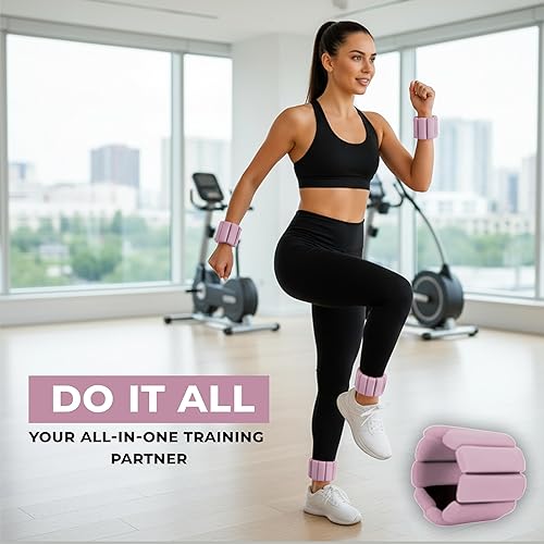 Miniatura 5 de Pesas de tobillo de muñeca de 1 libra para mujeres y hombres  Pesas de pierna y brazo con ajuste de correa para mujeres de 1 libra cada muñeca,