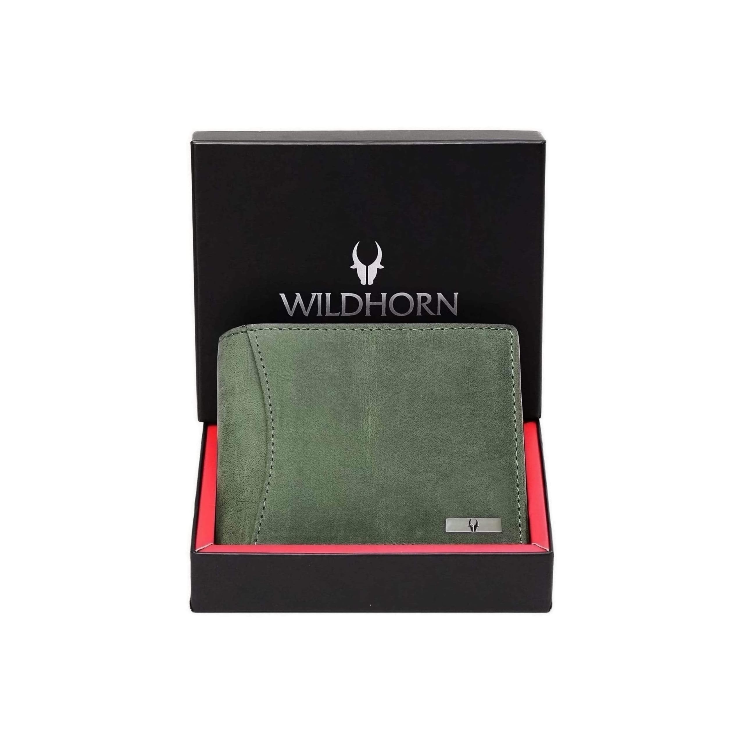 WildHorn India RFID Protected Leather Men's Wallet, GREEN HUNTER, Classic