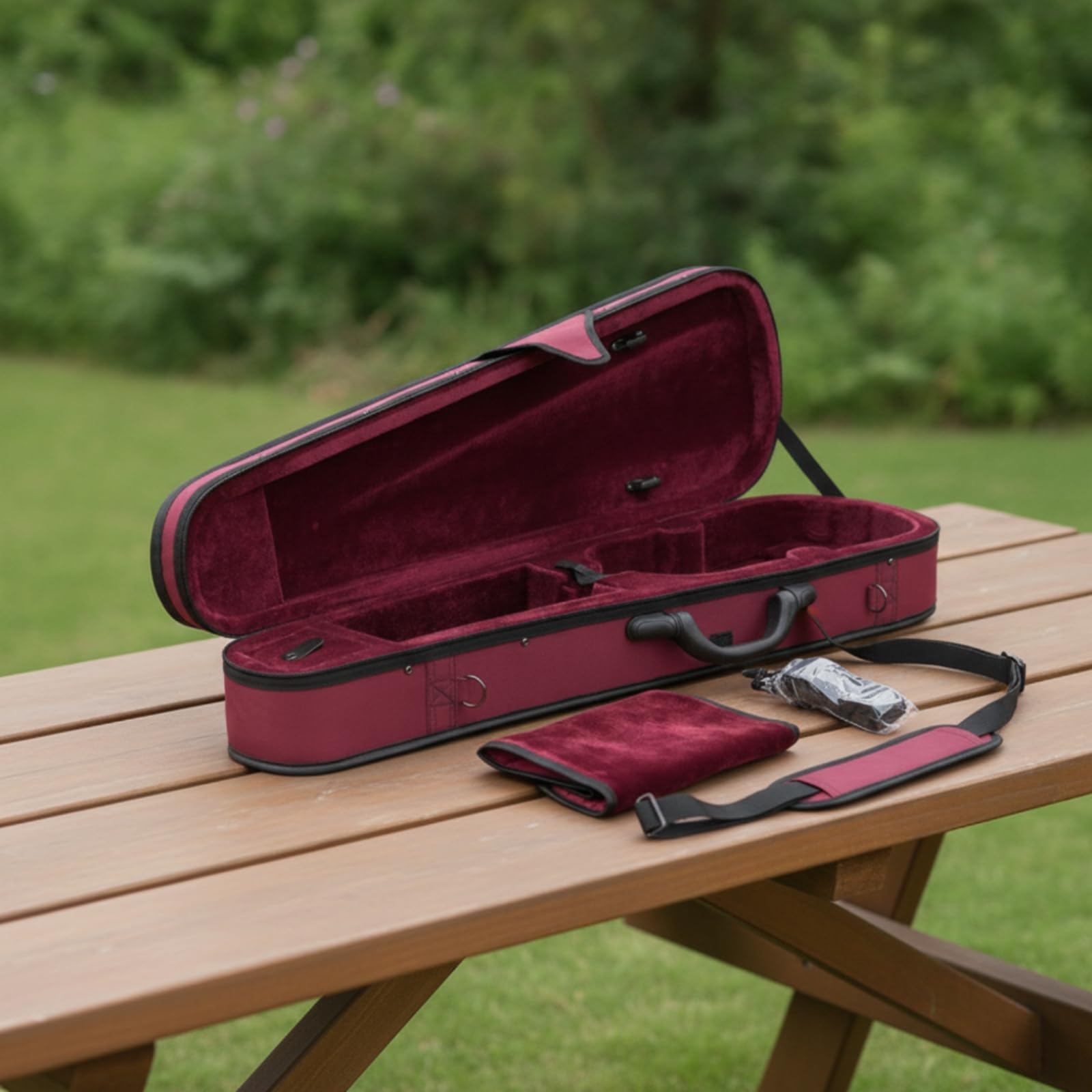 Estuche Triangular Violín Rígido Estuche Violín con Correa Resistente Funda para Violinistas, Estudiantes, Viajes, Ensayos, 3/4