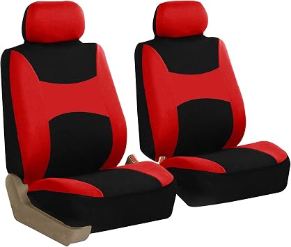 TLH Light & Breezy Flat Cloth Seat Covers Front, Airbag Compatible-Universal Fit for Cars, Auto, Trucks, SUV (Red)