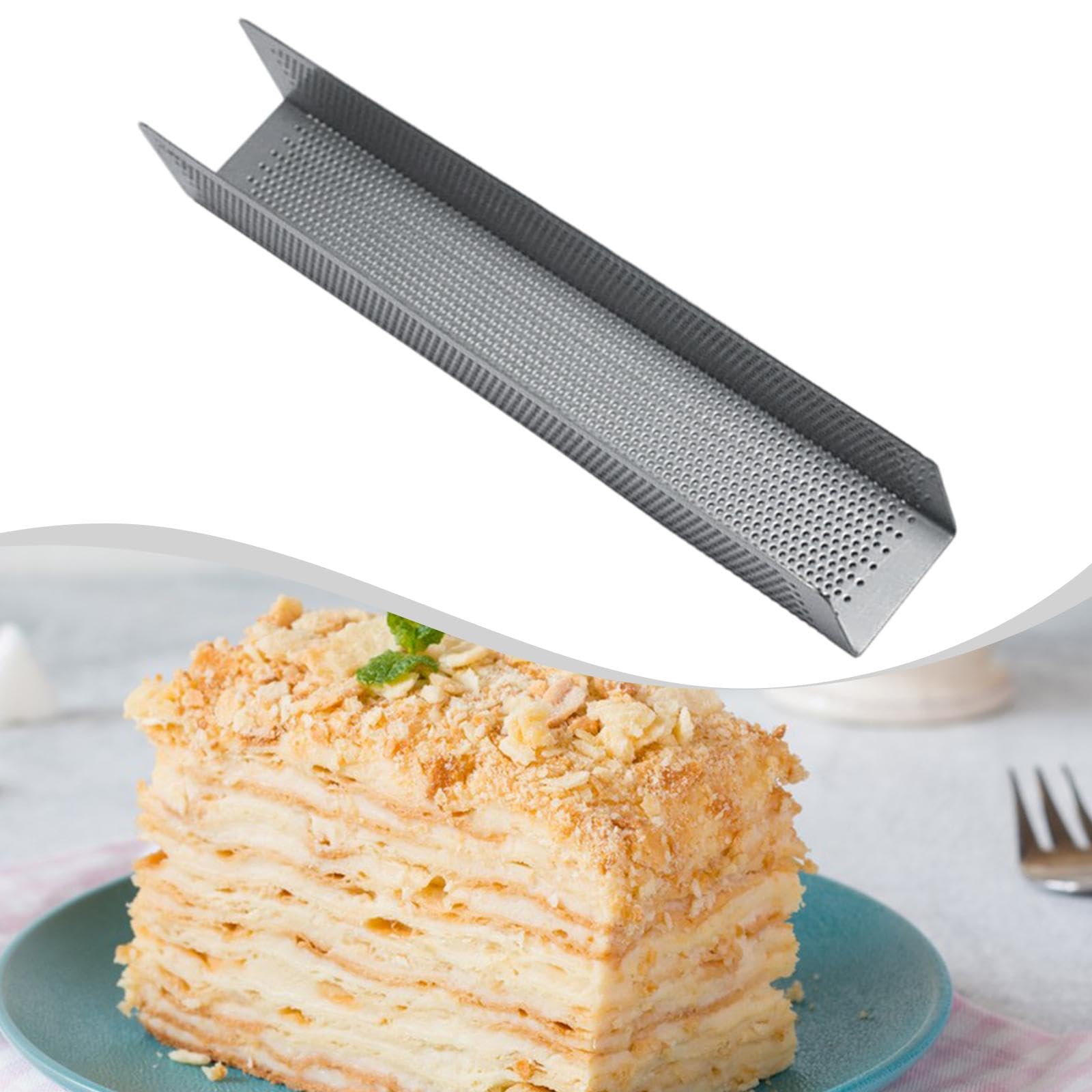 U Shape Molde de Acero Inoxidable para Galletas Antiadherente con Bandeja Perforada para Pasteles Y Pan Hojaldrado Resistente Al Adecuado, 25 Cm X 4 Cm X 4 Cm