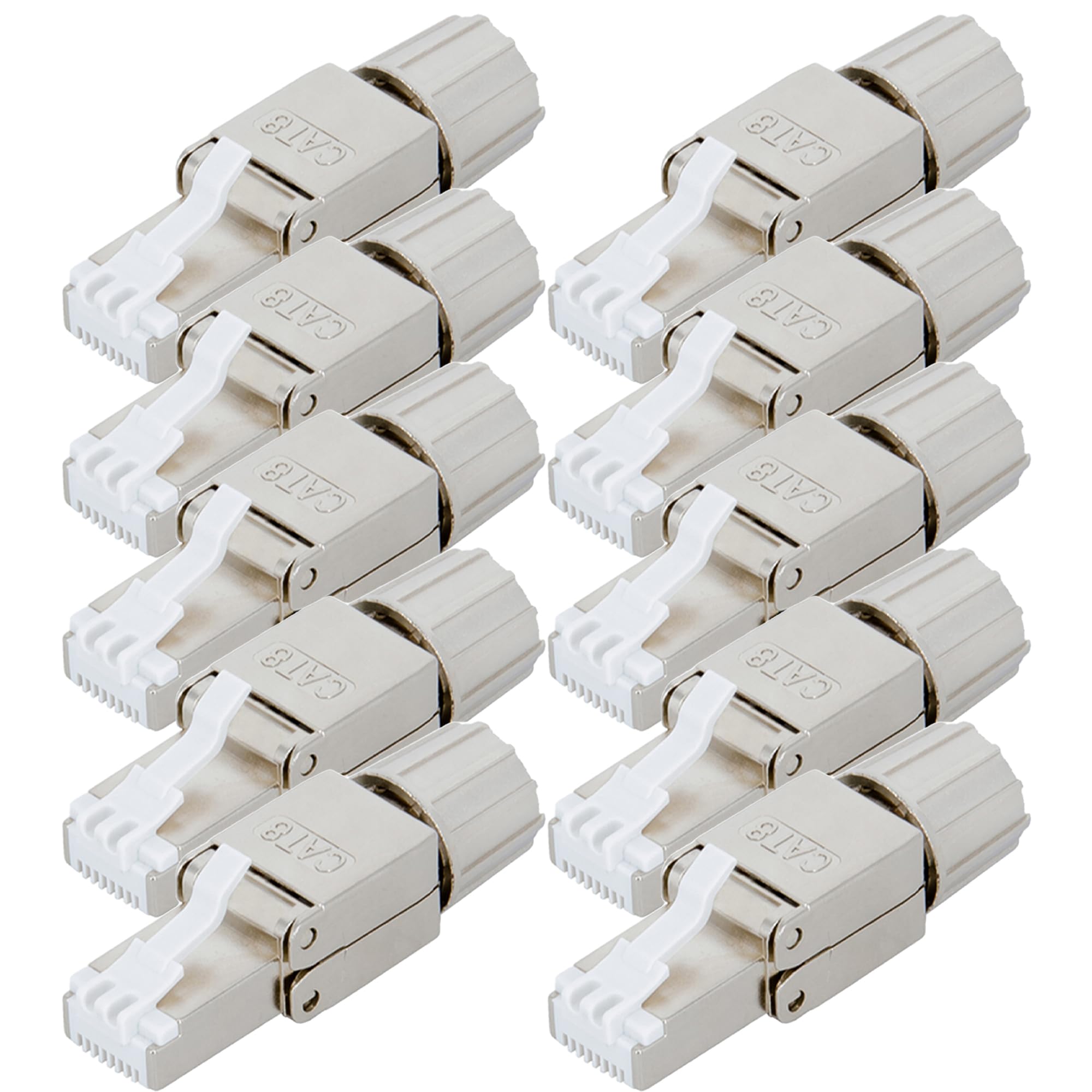 PremiumX 10x wtyczka sieciowa RJ45 Cat8 do kabla instalacyjnego kabel sieciowy kabel krosowy bez narzędzi przyłącze LAN