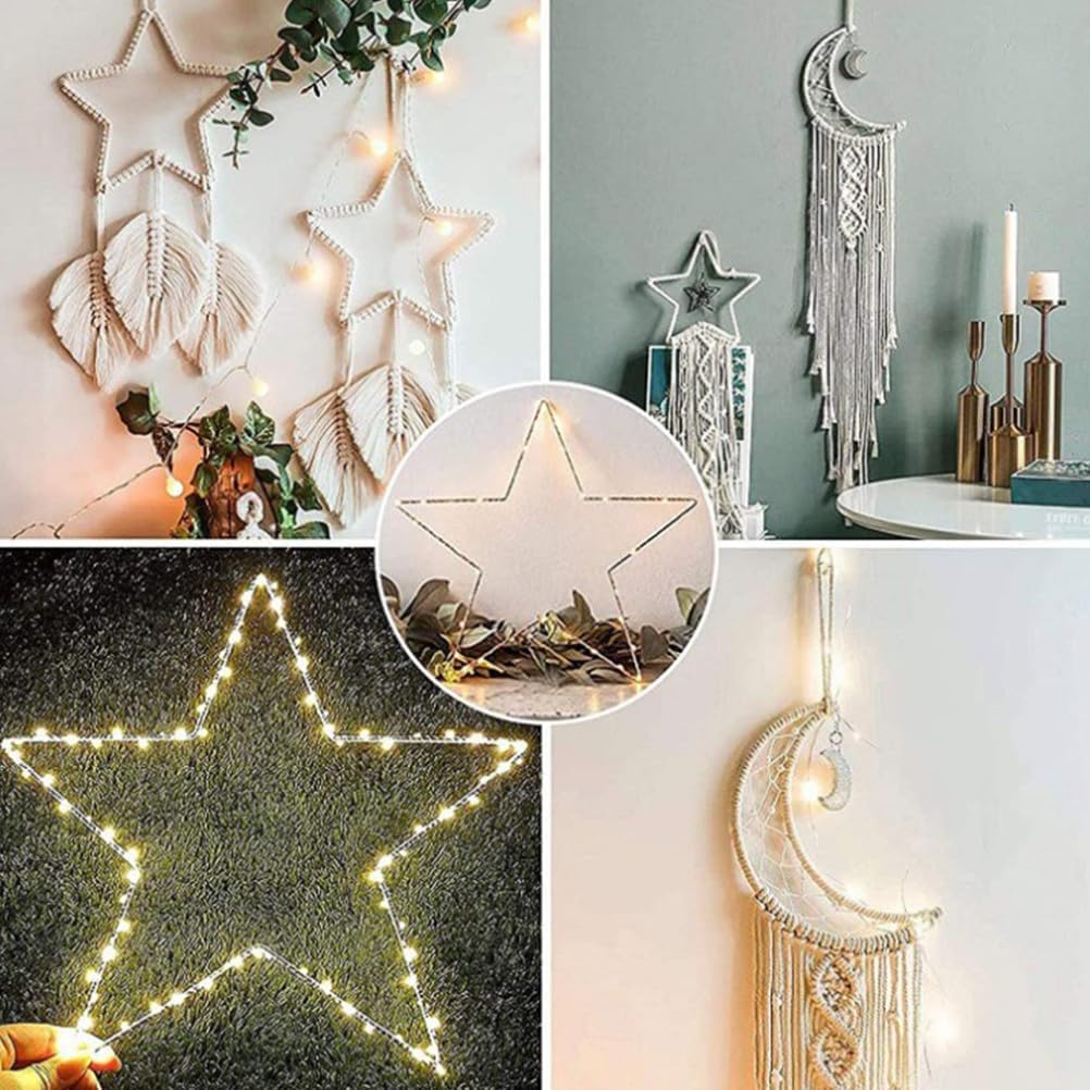 Amosfun Star Wreath Frame Dream Catcher Ring for Crafts DIY Christmas Hanging Decor Metal Wall Art Ornament Christmas Wedding Birthday Party Decoration 9.84 Inch image 2