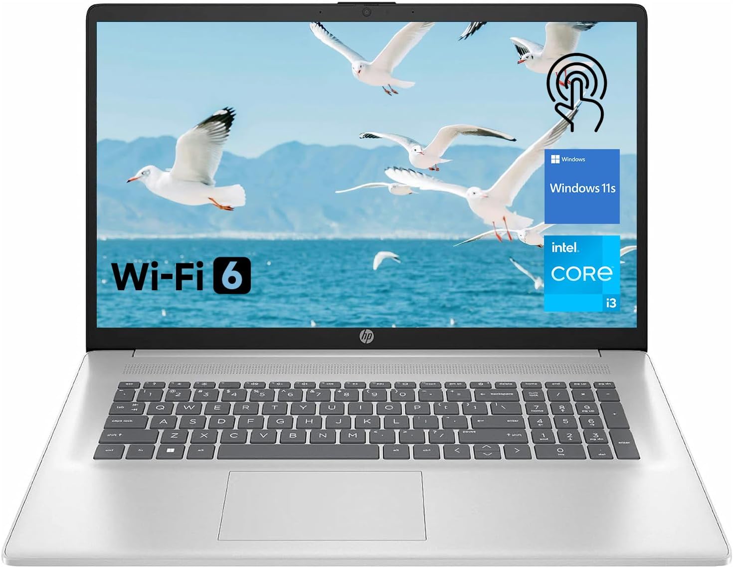HP Premium 17.3" Touchscreen Laptop, 8-Cores Intel Core i3-N305, 32GB RAM, 128GB eMMC + 1TB SSD, MS Copilot, Office 365 for the Web, Webcam w/Privacy Shutter, Wi-Fi 6, Windows 11, Silver