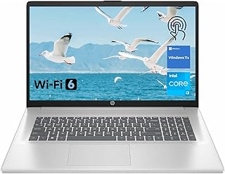 HP Premium 17.3" Touchscreen Laptop, 8-Cores Intel Core i3-N305, 16GB RAM, 128GB eMMC + 1TB SSD, Webcam, HDMI, Wi-Fi 6, Windows 11 S, Silver