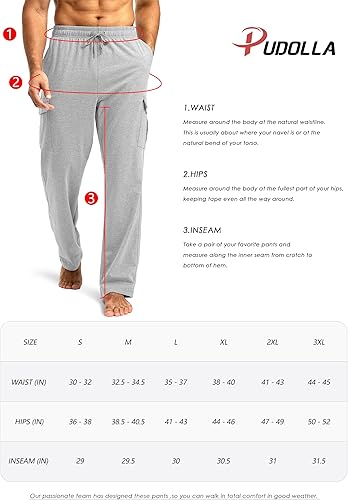 Miniatura 7 de Pudolla Pantalones deportivos de algodón para hombre con bolsillos tipo cargo, parte inferior abierta, pantalones de yoga para hombre, pantalones de