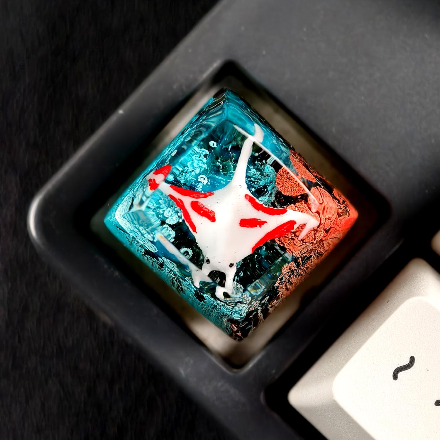 Ocean Cool Aesthetic Stingray Artisan Keycap Esc R1 SA Profile 1U