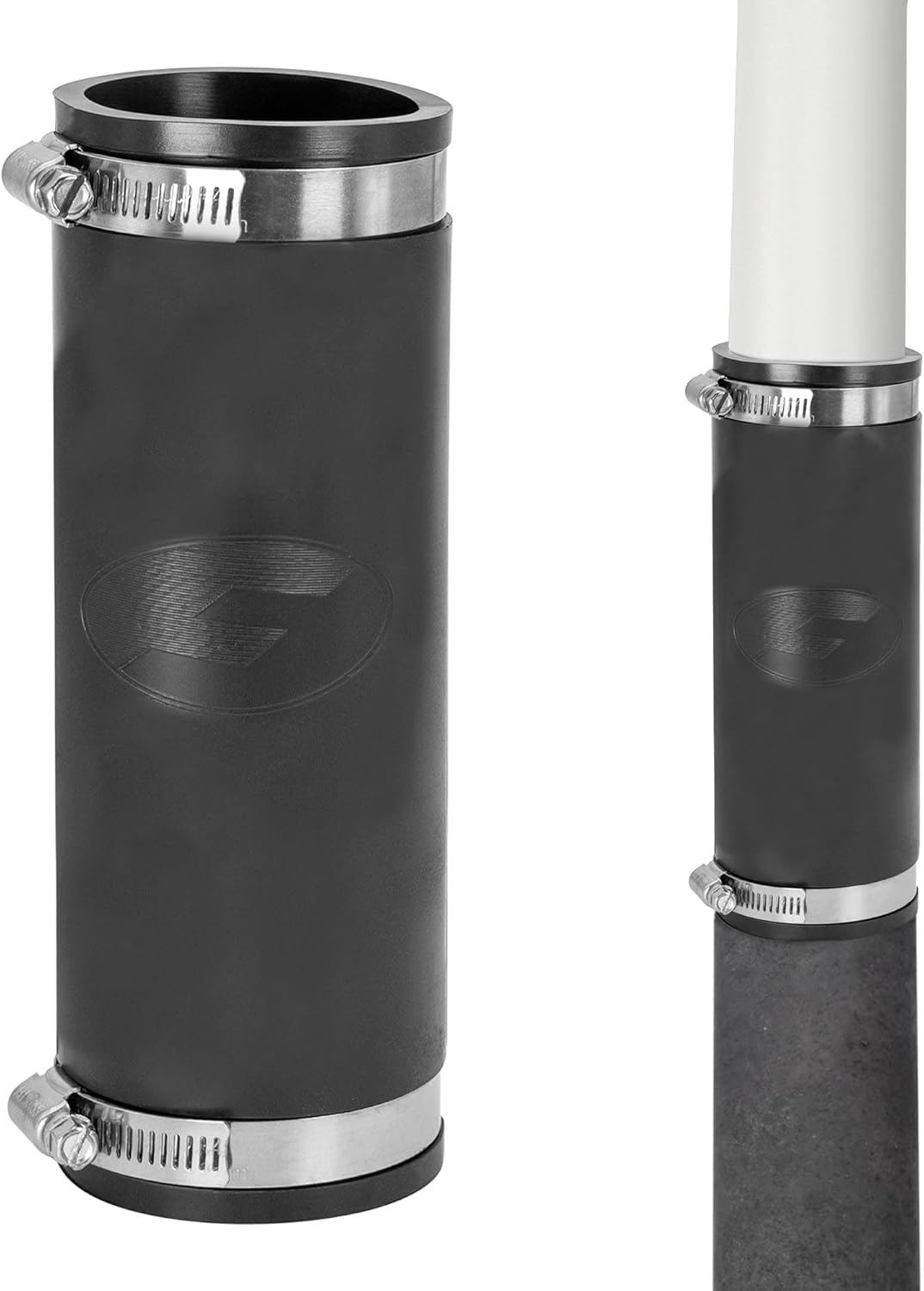 Fernco XL 1056-1502 1-1/2 in Flexible Pipe Coupling, Extra-Long 6.88 in DWV Sewer/Drain Connector, Fits OD 1.65–2.00 in, Cast Iron/PVC/Lead/Steel