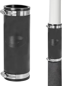 Fernco XL 1056-1502 1-1/2 in Flexible Pipe Coupling, Extra-Long 6.88 in DWV Sewer/Drain Connector, Fits OD 1.652.00 in, Cast Iron/PVC/Lead/Steel