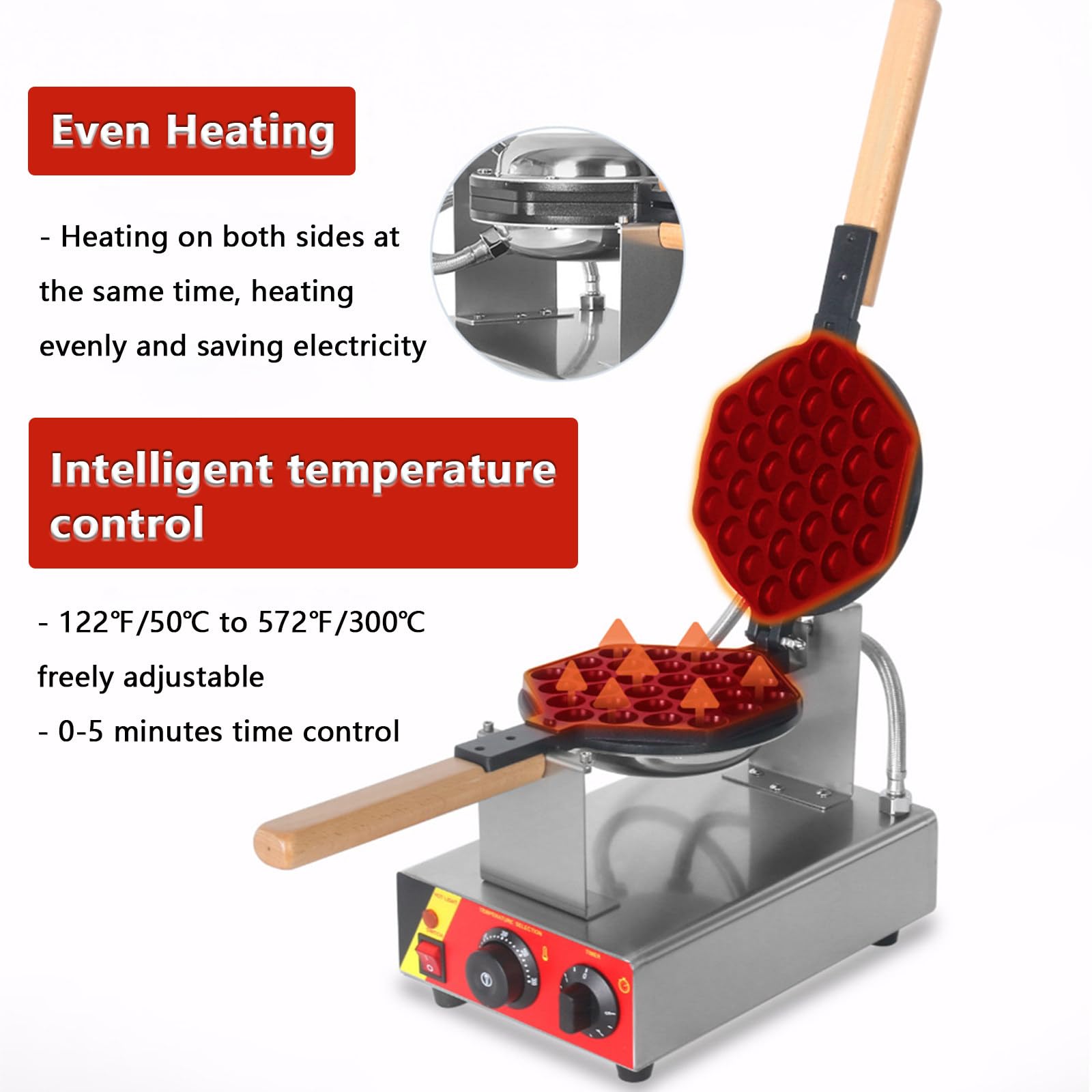 Mini Waffle Maker Bestron - Macchina Per Cialde Belghe, Antiaderente, 550W, Colore Blu - Foto 6