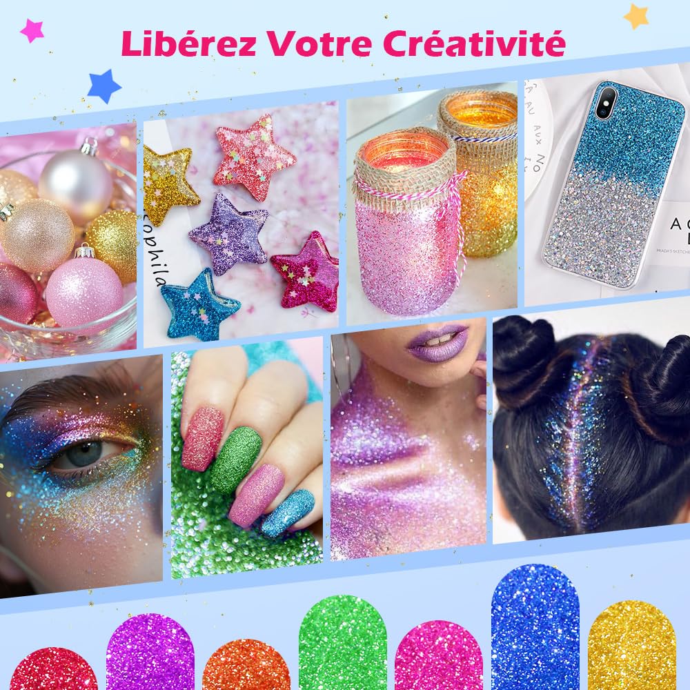 Bledras Kit Tatouage Paillettes Enfant, 42 Couleurs Imperméable Tatouage Temporaire à Paillettes, 210 Pochoirs, 5 Pinceaux, 3 Colles, Coffret Cadeau Fille, pour Anniversaire Carnaval Cosplay Fête