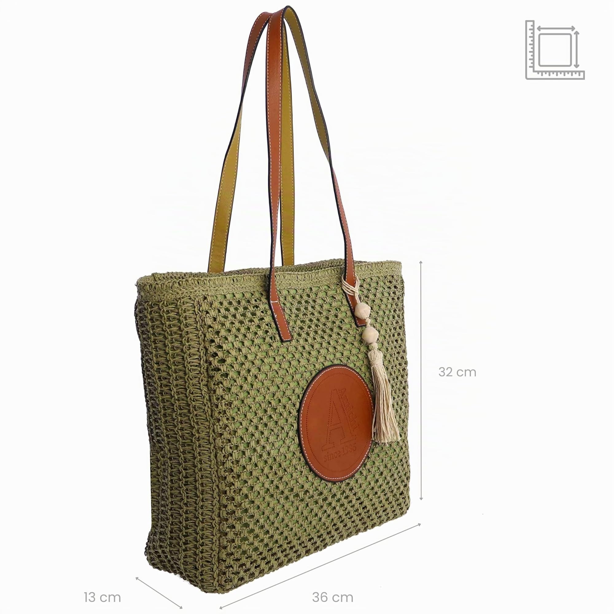 AMICHI - Bolso shopper mujer - Bolso mujer de rafia diseño artesanal para verano, Fuerteventura