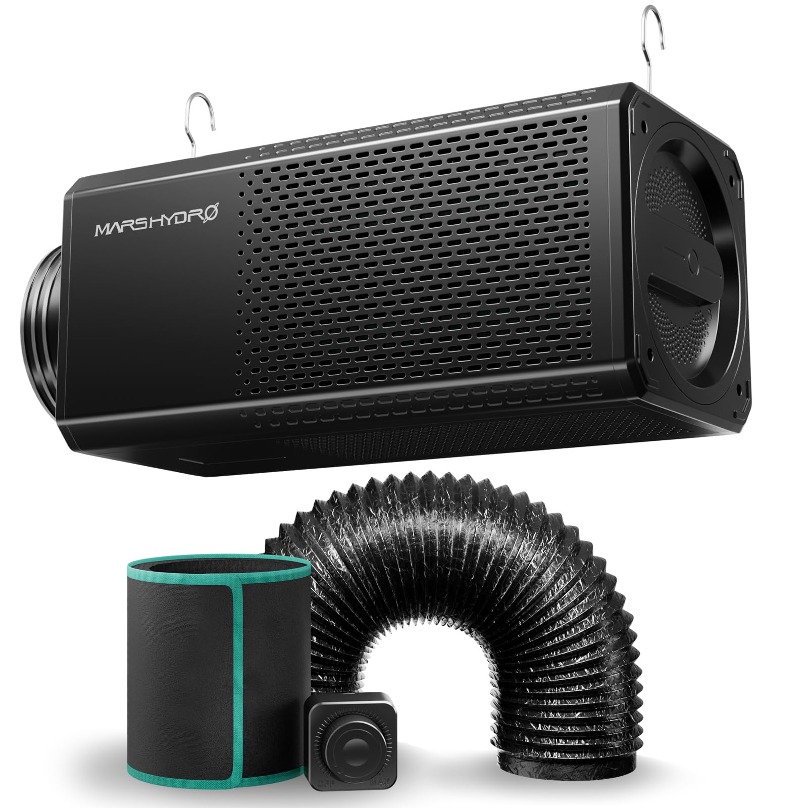 MARS HYDRO Ventilatore 2 in 1 con filtro ai carboni attivi da 150 mm, ventola Grow con motore EC, regolatore di velocità, sistema di ventilazione, set per coltivazione, idroponica, serra e giardino