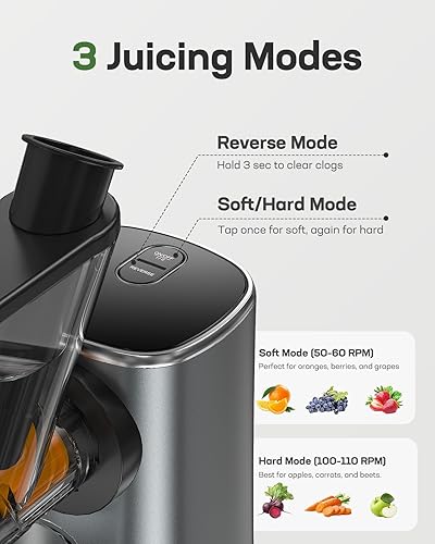 Miniatura 6 de Silonn Exprimidor de prensa en frío, exprimidor de masticación lenta con modos suaves y duros, extractor de jugo de alto rendimiento de jugo para