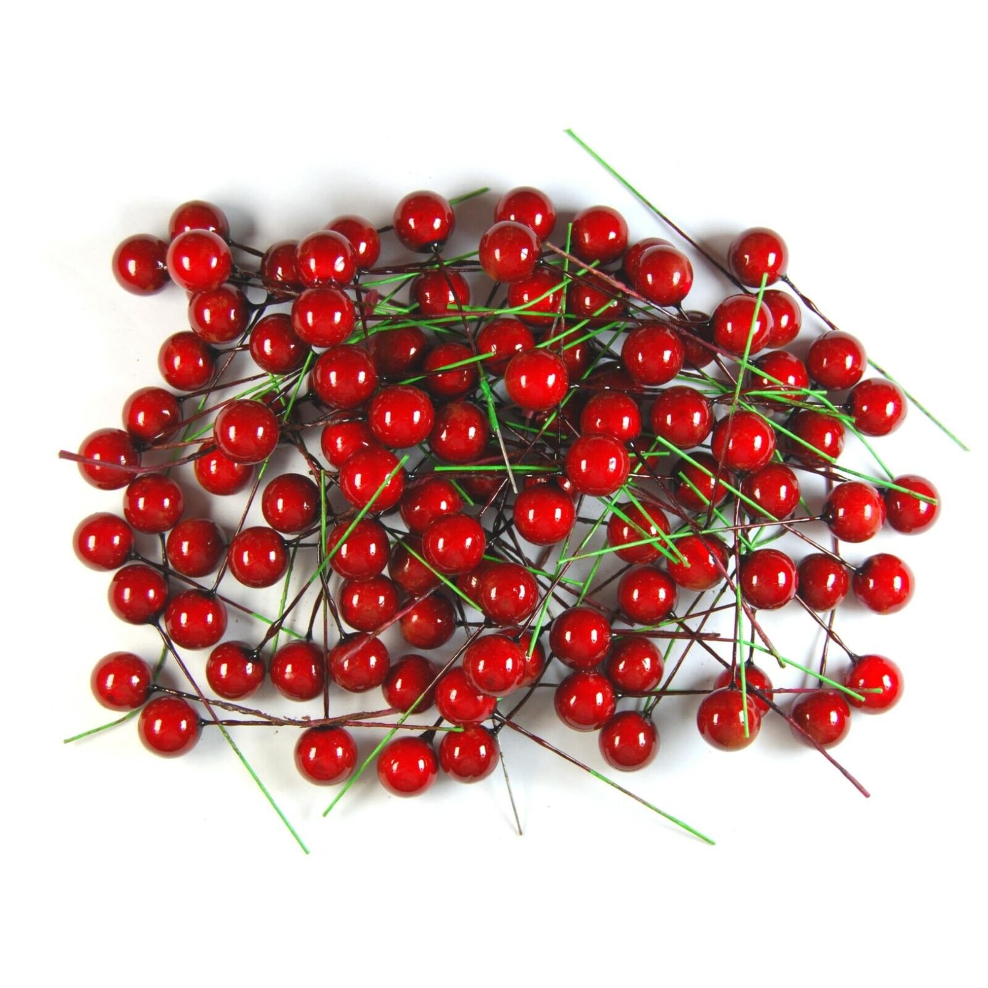 celloexpress Red 12mm Artificial Berries - Faux Holly & Berry Stems Christmas Wreaths, Garlands, Floral Arrangements, Festive Decorations (Pack of 50)