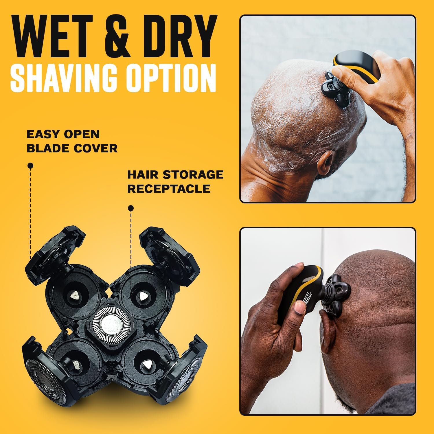 Replacement Shaver Head 2PK Multi-Pack, Universal 5-Blade Rotary Wet & Dry Head for Coarse Hair, Skull, Face, & Body, The Cut Buddy