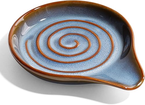 ANTIS'S HOME - Soporte para cuchara grande de cerámica para encimera de cocina, resistente al calor, apto para lavavajillas, 5.1 pulgadas (azul)