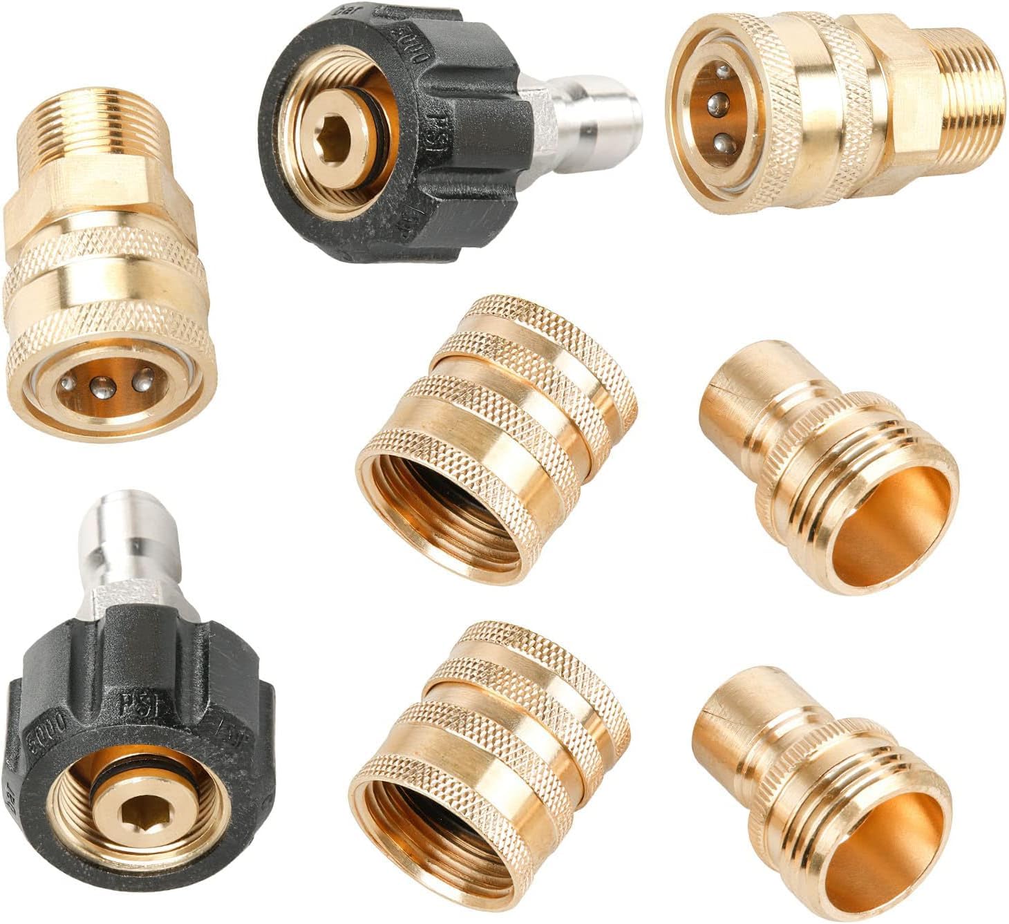Set di 8 adattatori per idropulitrice a sgancio rapido, kit adattatore M22 girevole a 3/8 '' Quick Connect 3/4" a sgancio rapido