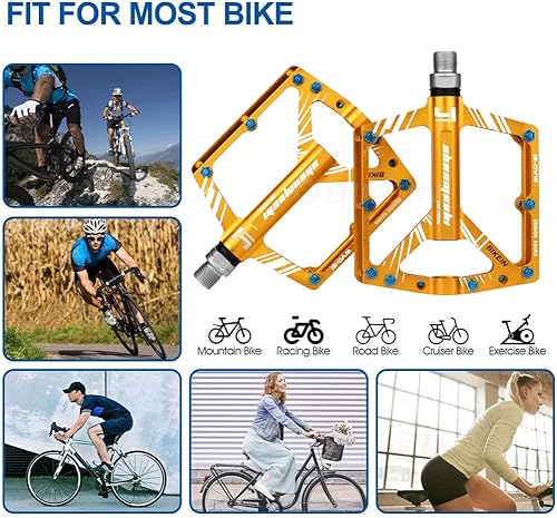 Miniatura 5 de MTB Pedals Mountain Bike Pedals Aluminum Alloy Non-Slip Bike Pedals CR-MO 916 Spindle Sealed Bearings Wide Pedal for MTB BMX