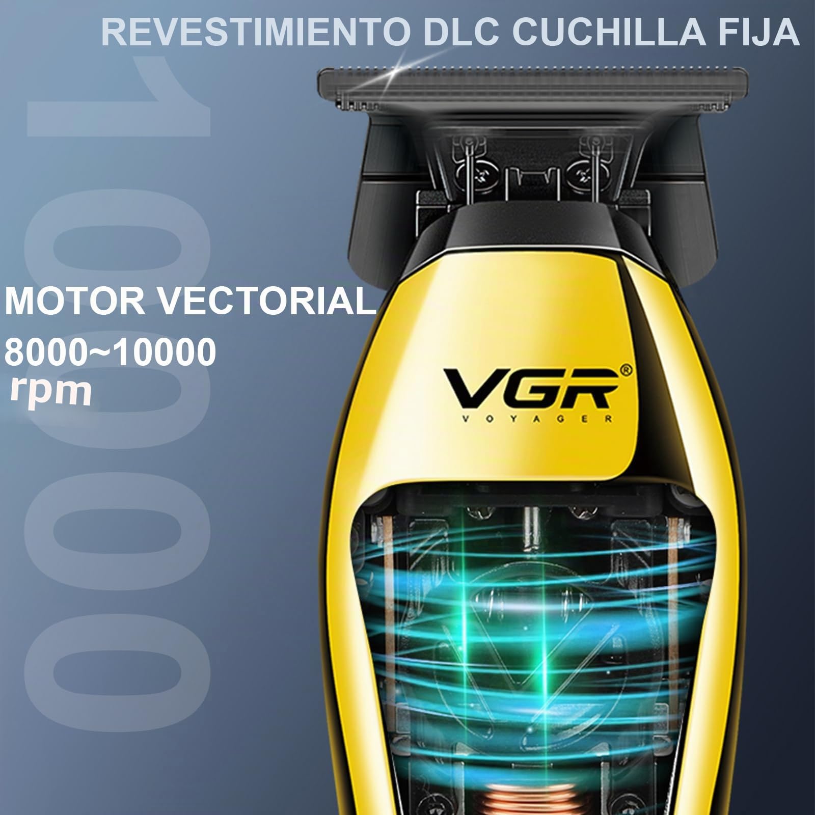 VGR 994 Cortapelos para Hombre, Motor Vectorial, 10000 RPM, Base de Carga | Cortapelos y Recortadora de Barba Profesional – Cuchilla en T con Revestimiento DLC para Barberos