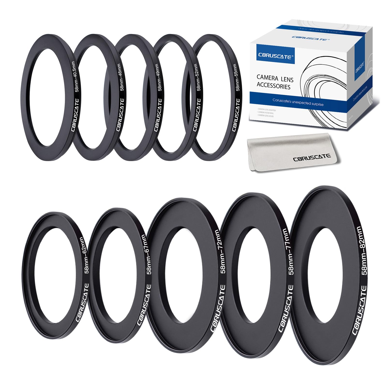 Anillo adaptador de filtro 58mm step-up y step-down kit conversor para fotografía y vídeo 7
