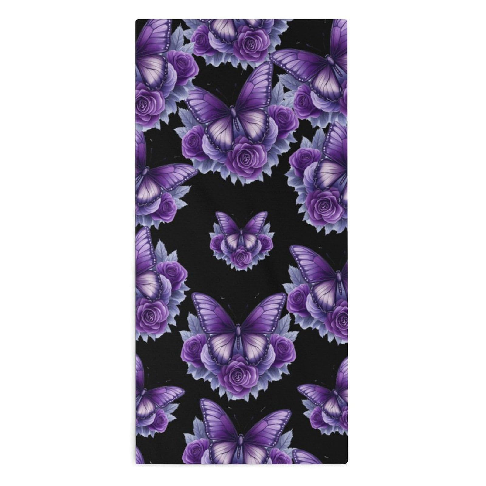 TXFBTRFSA Beautiful Butterfly Purple Rose Hand Towels for Adult Face Towel Bath Beach Swim Accessories