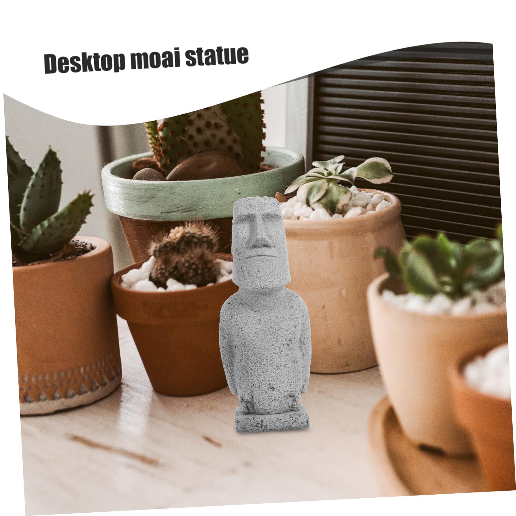 ULTECHNOVO 2 Pièces Statue Moai simulée île de Pâques Ornement décorations d'aquarium Sculpture Pierre Aquarium Moai Statue Moai sous-Marine Aquarium orner grès Grey