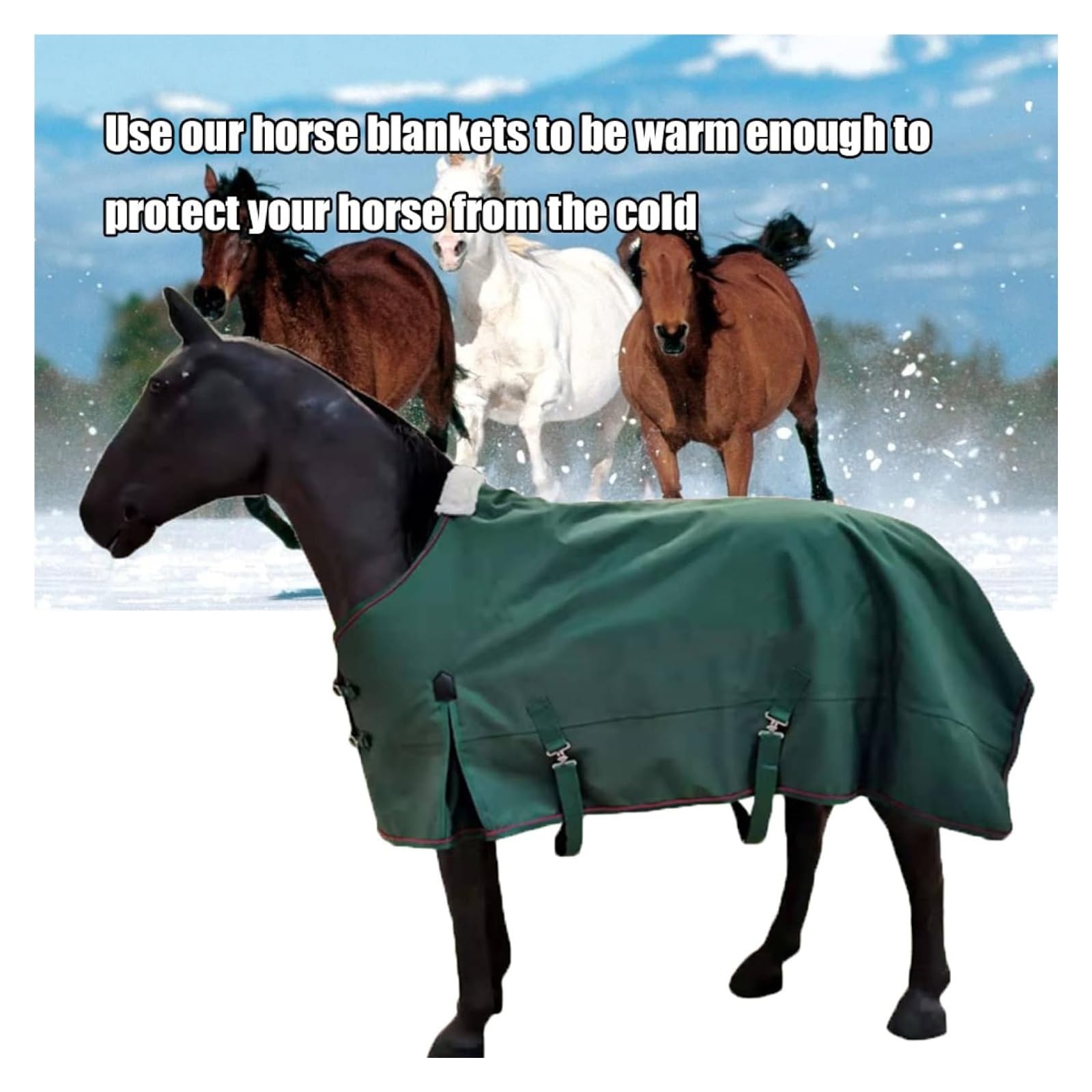 Alfombra ecuestre con forro de algodón Manta de peso pesado verde 1200D, manta impermeable for caballo de invierno, térmica, cómoda for hombres y mujeres, equipo for montar a caballo al aire libre 0