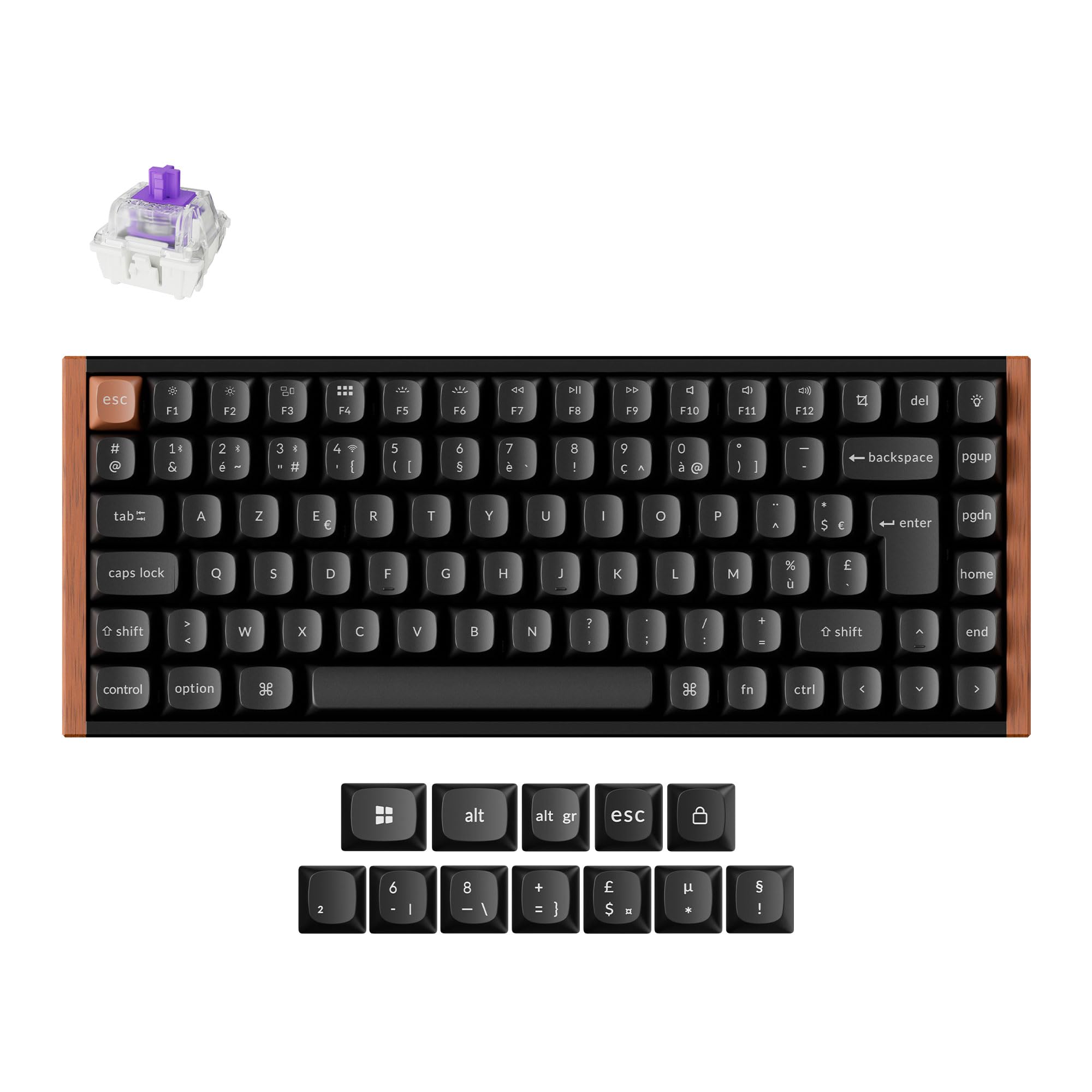 Keychron K2 HE Clavier sans Fil 2,4 GHz, 75% Clavier Gamer AZERTY Français, RGB, Hot-Swap, QMK/Via, Interrupteurs Magnétique Gateron À Double Rail Nebula pour Mac/Windows, Édition spéciale - Noir