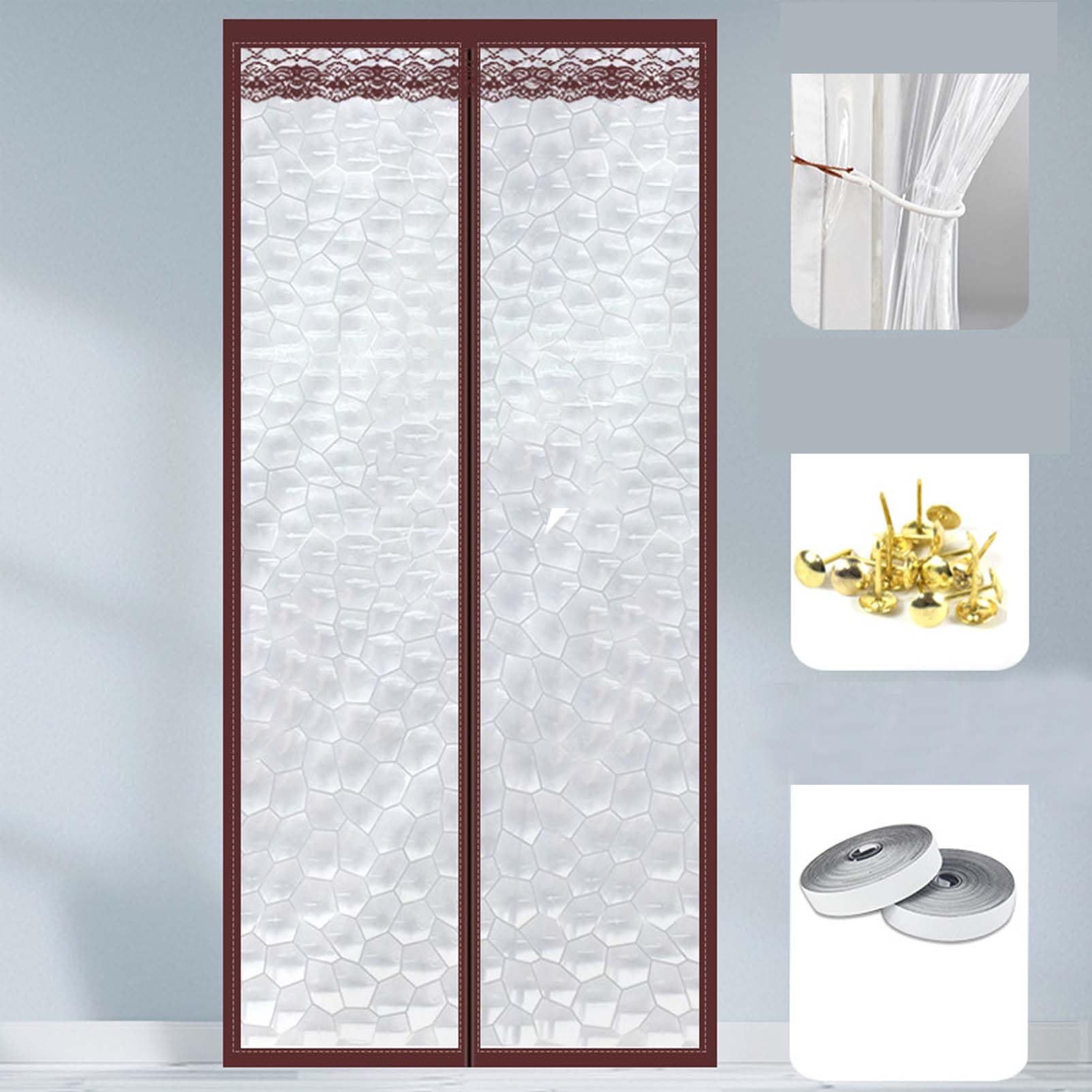 Magnética Cortina de Puerta a Prueba de Viento,para Puertas Dormitorio Cortina de Partición Invierno Cierre Automático Adsorción Cortina de puerta aislante térmica (75x205cm)