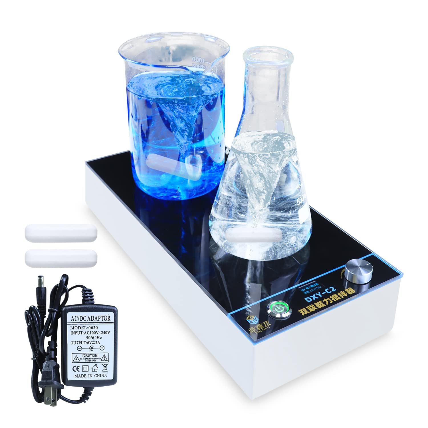 Xin Tester LED Digital Magnetic Stirrer, Magnetic Mixer with Stir Bar and Tempered Glass Work Plate, 300-2000 RPM, 8.2 x 6.7 inch Max Stirring Capacity: 2000ml (C1)