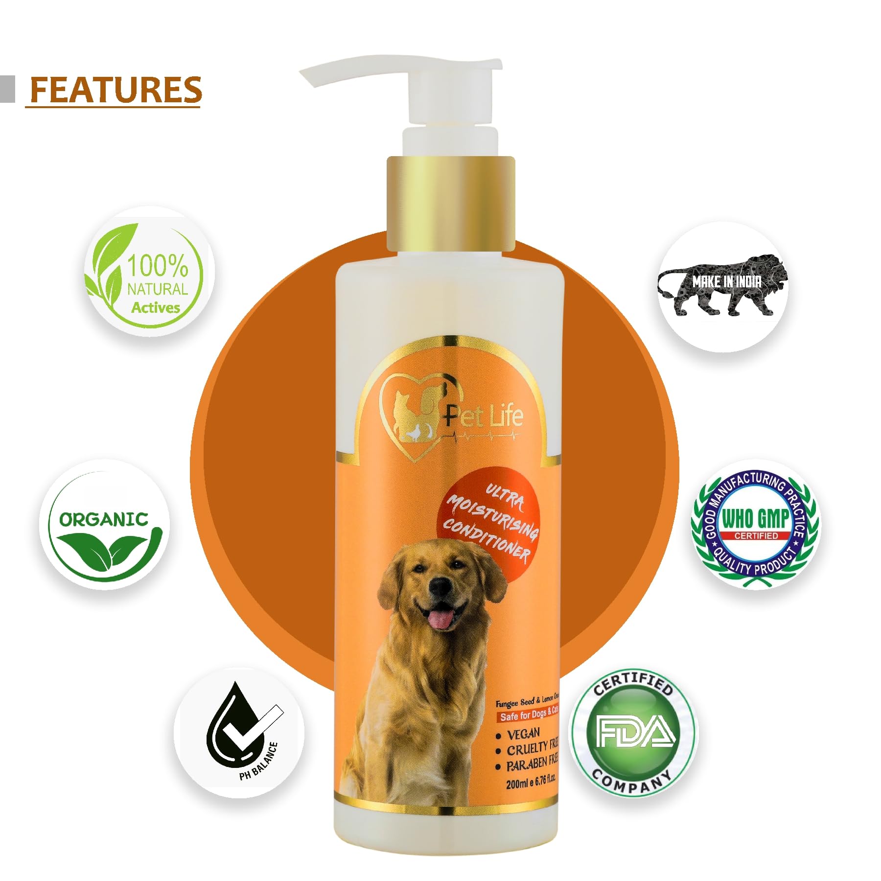 Pet Life Organic Ultra Moisturising Dog Conditioner for Shih Tzu Dog & Puppy | Shiny & Healthy Coat | Silky, Soft & Smooth Hair Suitable for All Type of Dog, Paraben Free – 200ml 4