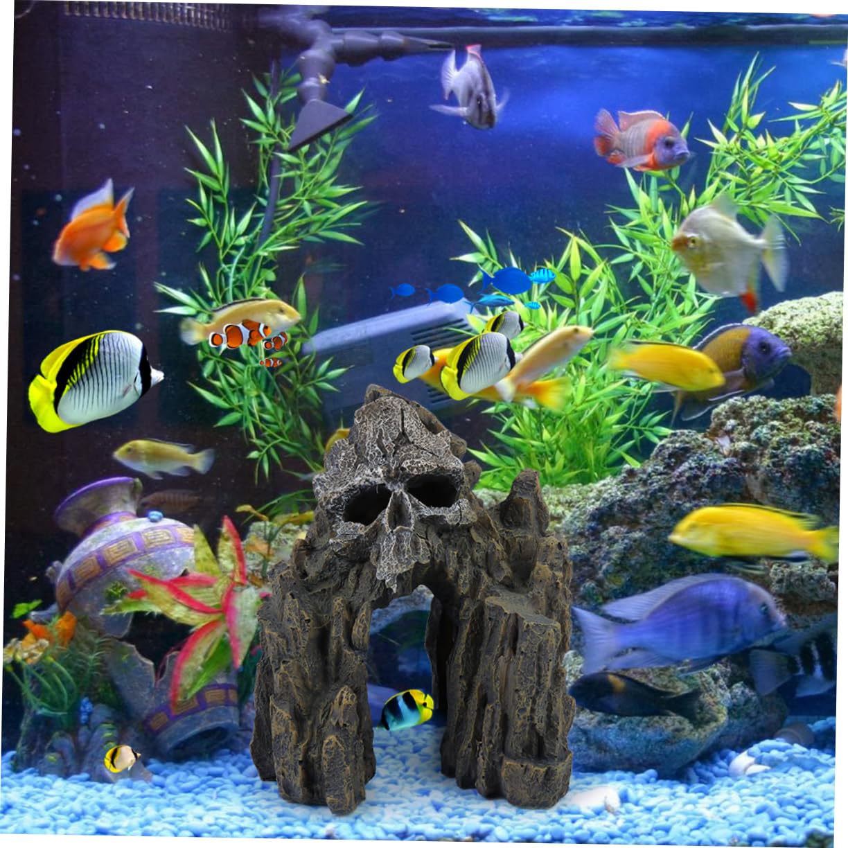 BESPORTBLE Décoration Colline pour Aquarium Crâne Résine Cachette Poissons Et Crevettes