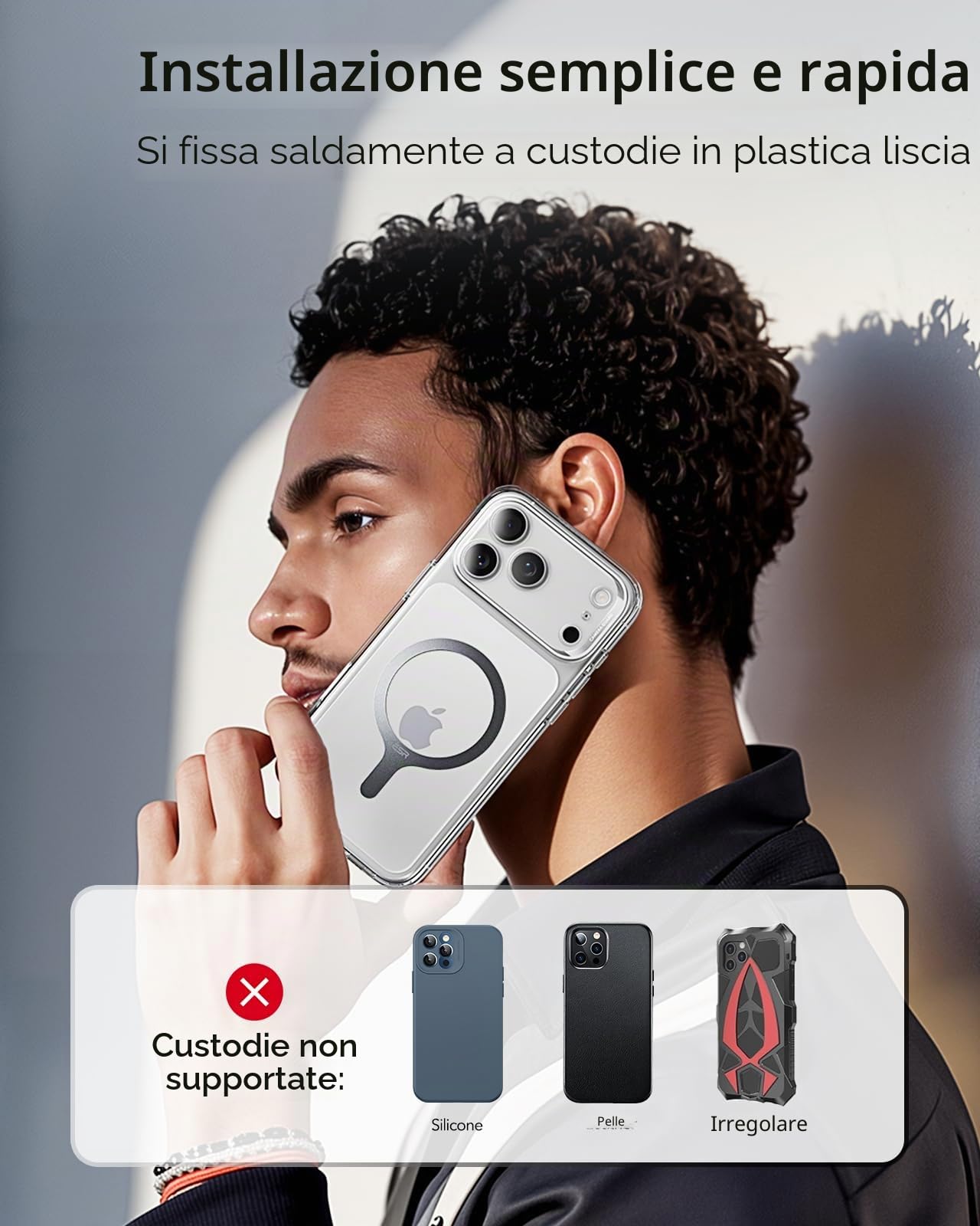 ESR Anelli MagSafe, 2 Anelli Metálicos Universali per funde di Telefono, Compatibili con iPhone 17/17e/16/16e/15/14/13/12, Google Pixel 10, S26+/S26 Ultra/S24/S23/S22/S21, Accessorio MagSafe, Nero